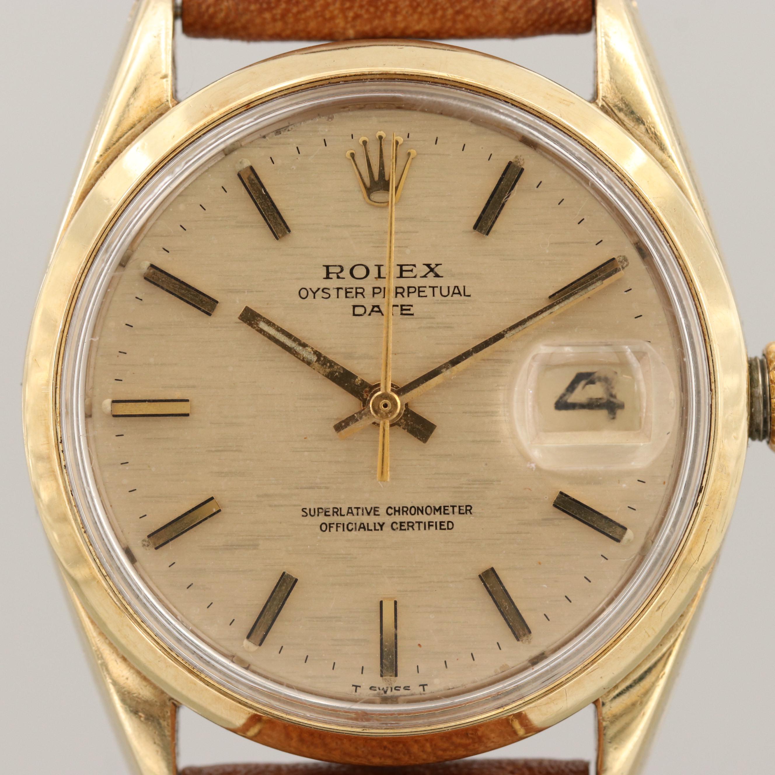 Vintage Rolex Oyster Perpetual Date Gold Shell Automatic Watch, 1972
