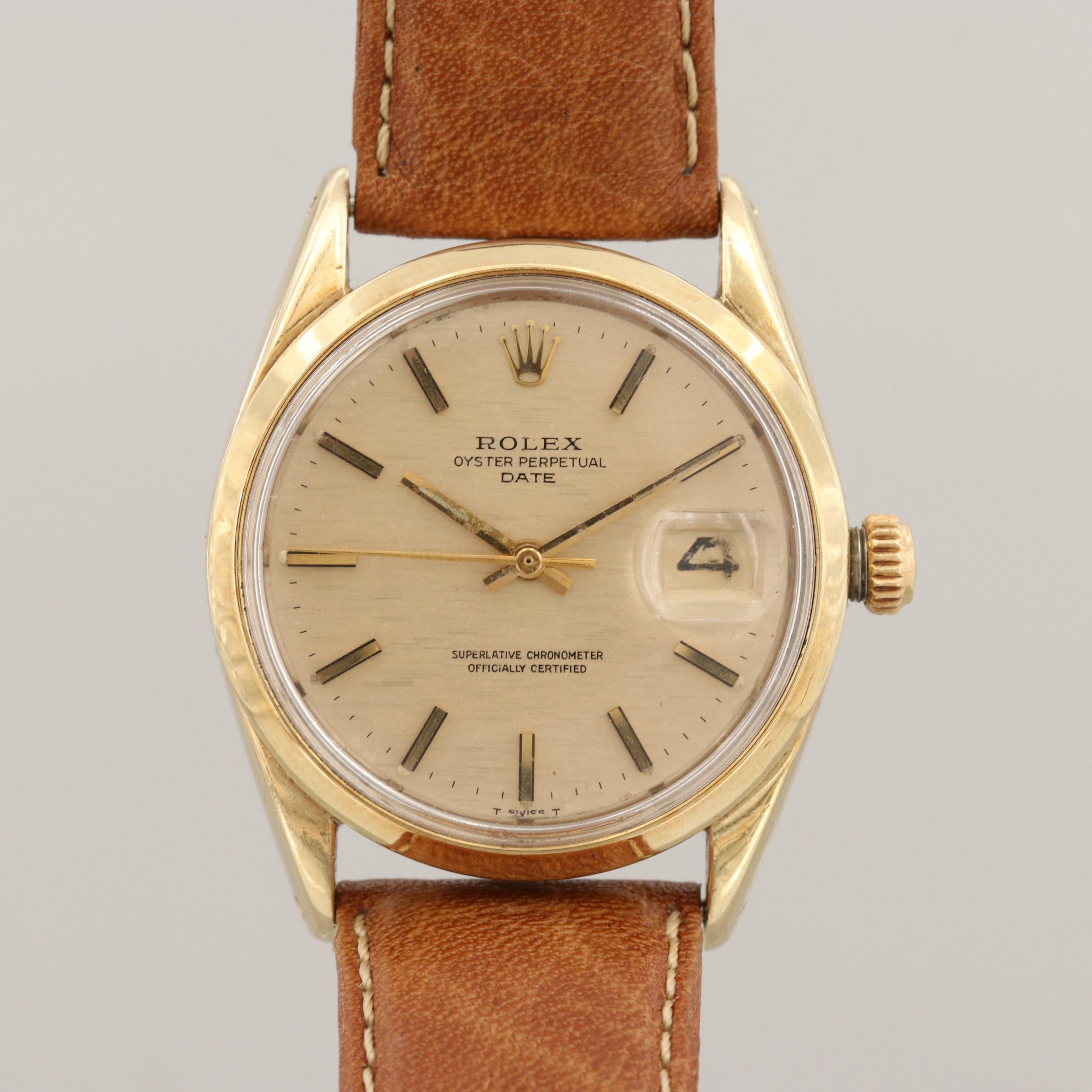 Vintage Rolex Oyster Perpetual Date Gold Shell Automatic Watch, 1972