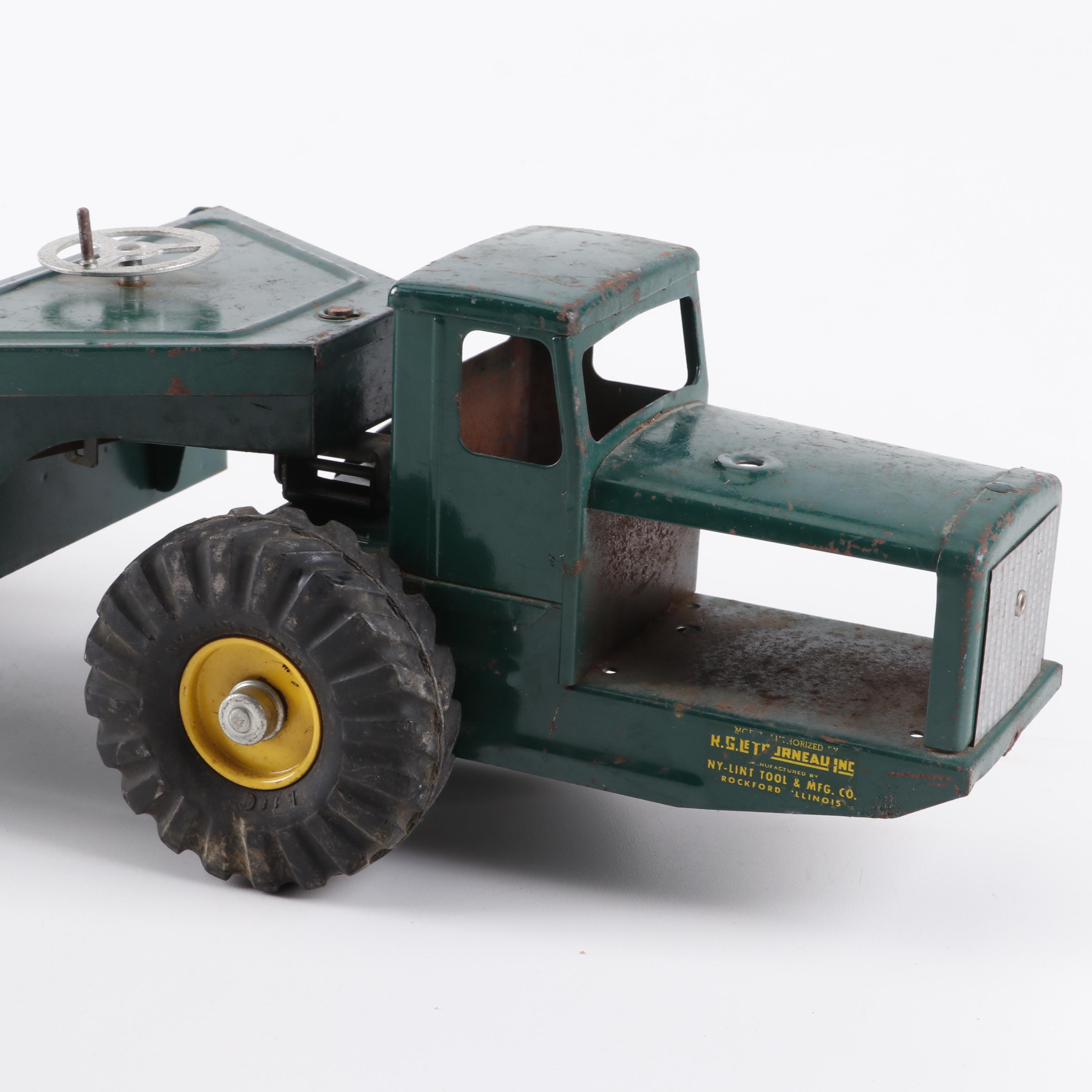 Vintage NYLint Toys Pressed Steel "Tournahauler" Flatbed Trailer Truck