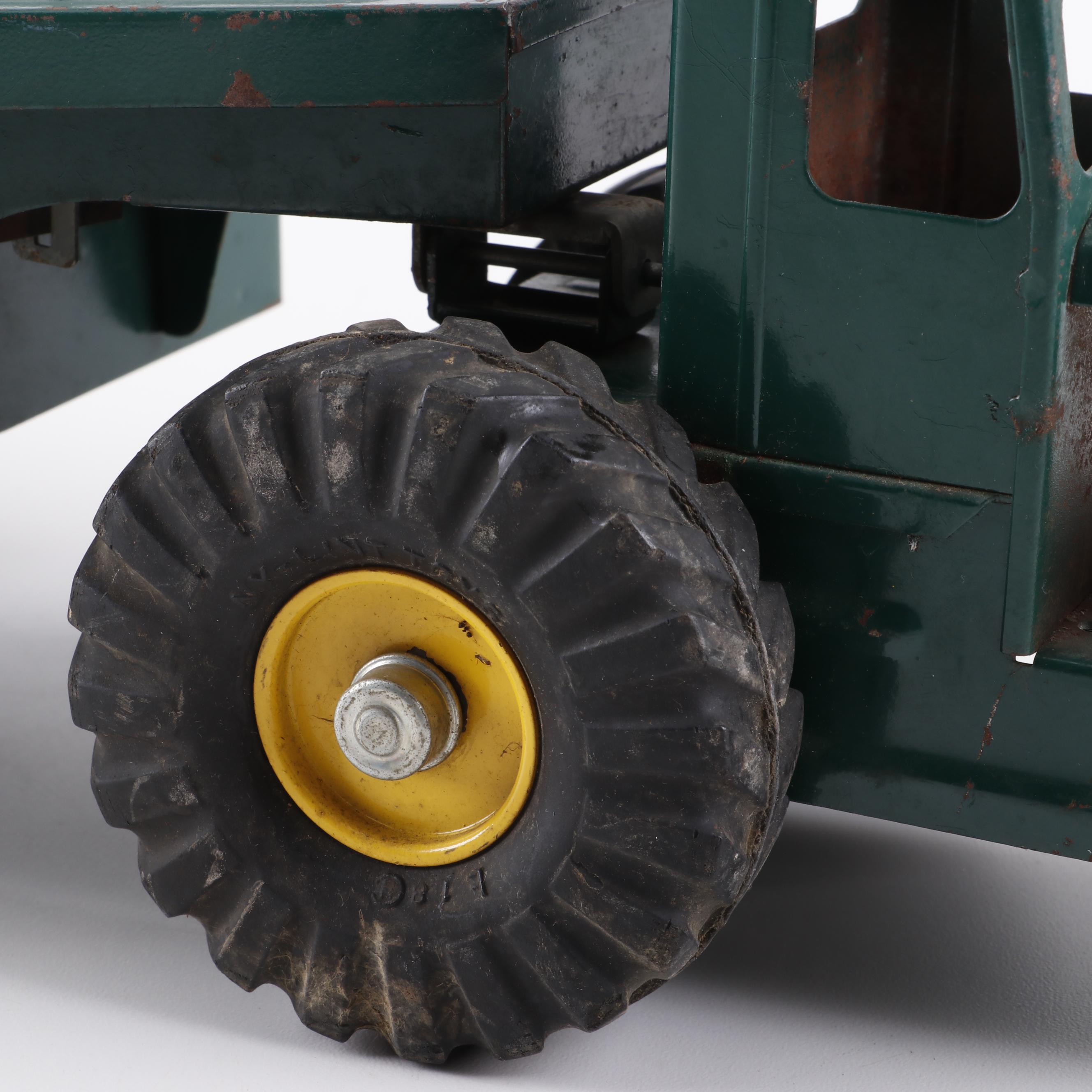 Vintage NYLint Toys Pressed Steel "Tournahauler" Flatbed Trailer Truck