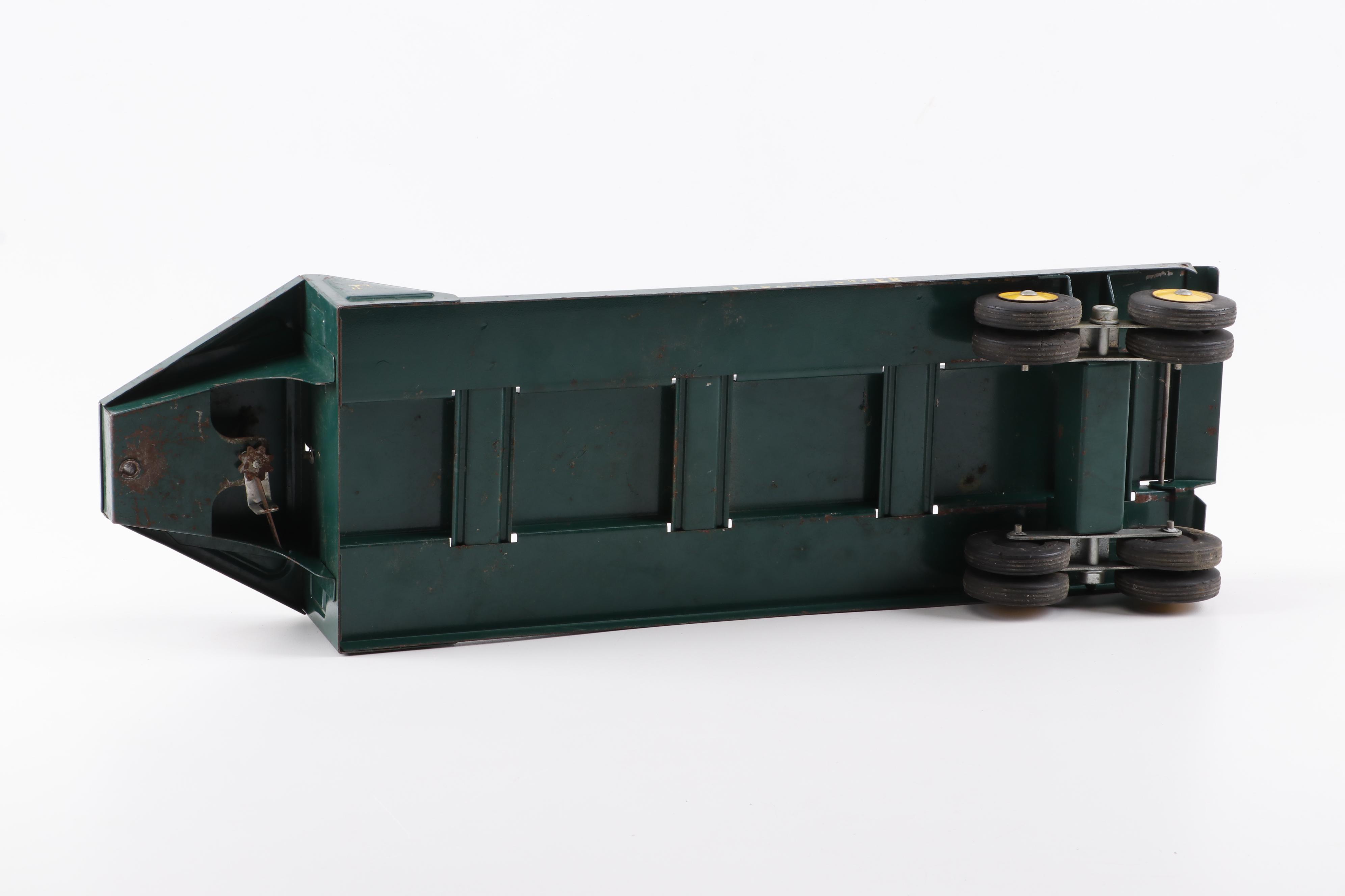 Vintage NYLint Toys Pressed Steel "Tournahauler" Flatbed Trailer Truck