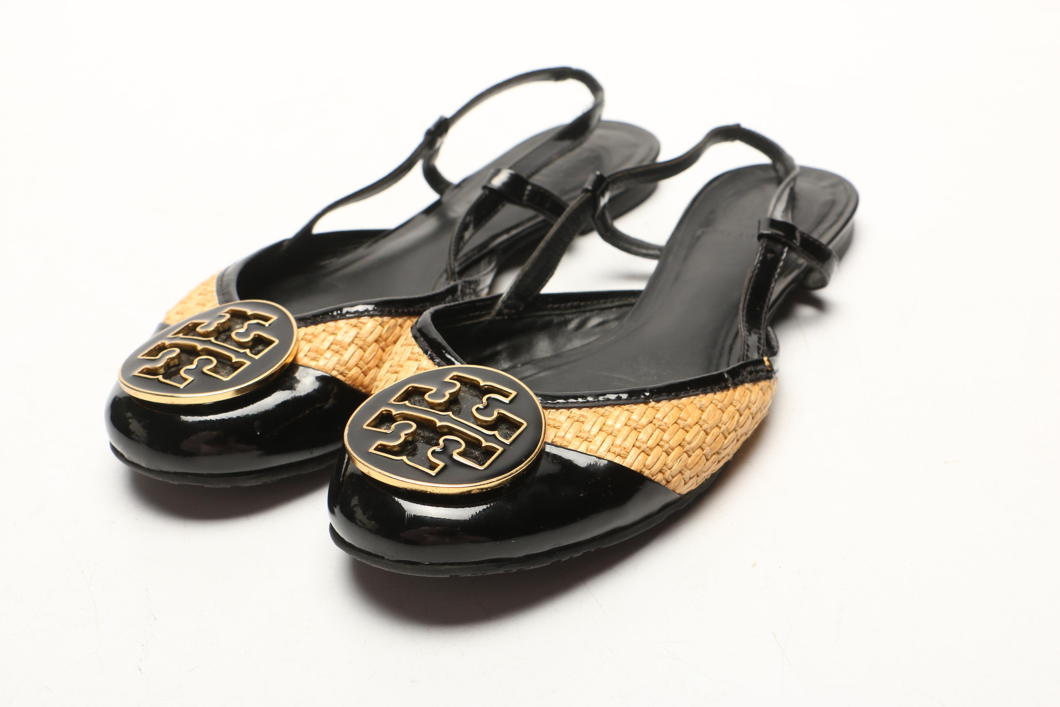 MICHAEL Michael Kors Black Leather Tote and Tory Burch Flats