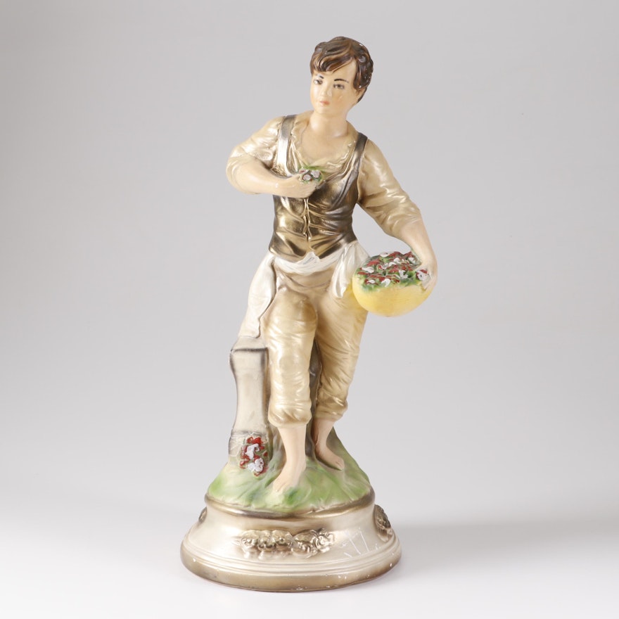 Victorian Boy Chalkware Figurine, Early 20th Century