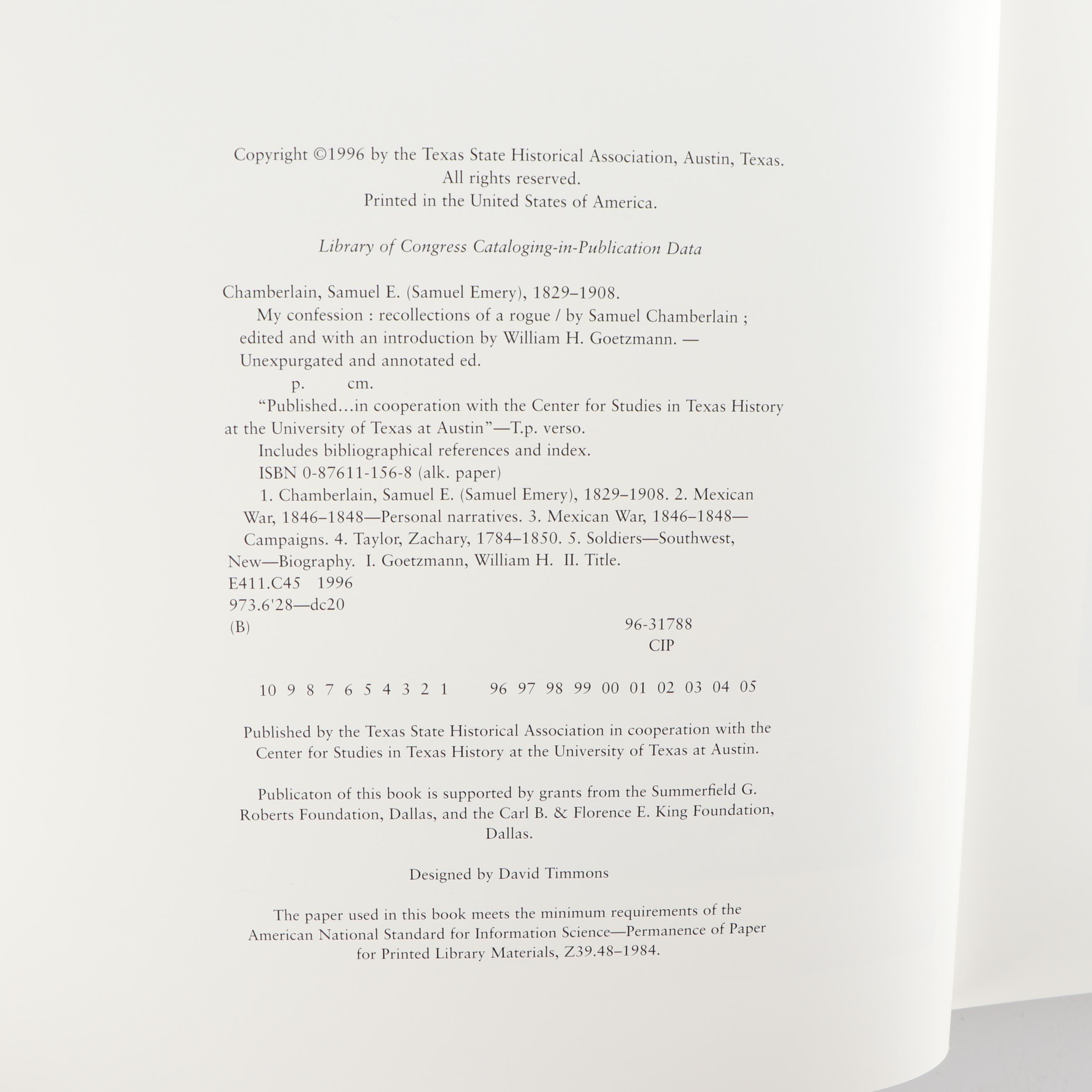 "My Confession: Recollections of A Rogue" by Samuel Chamberlain, 1996