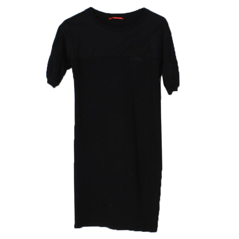 Women's Prada Black Knit Sweater Dress with Mesh Overlay