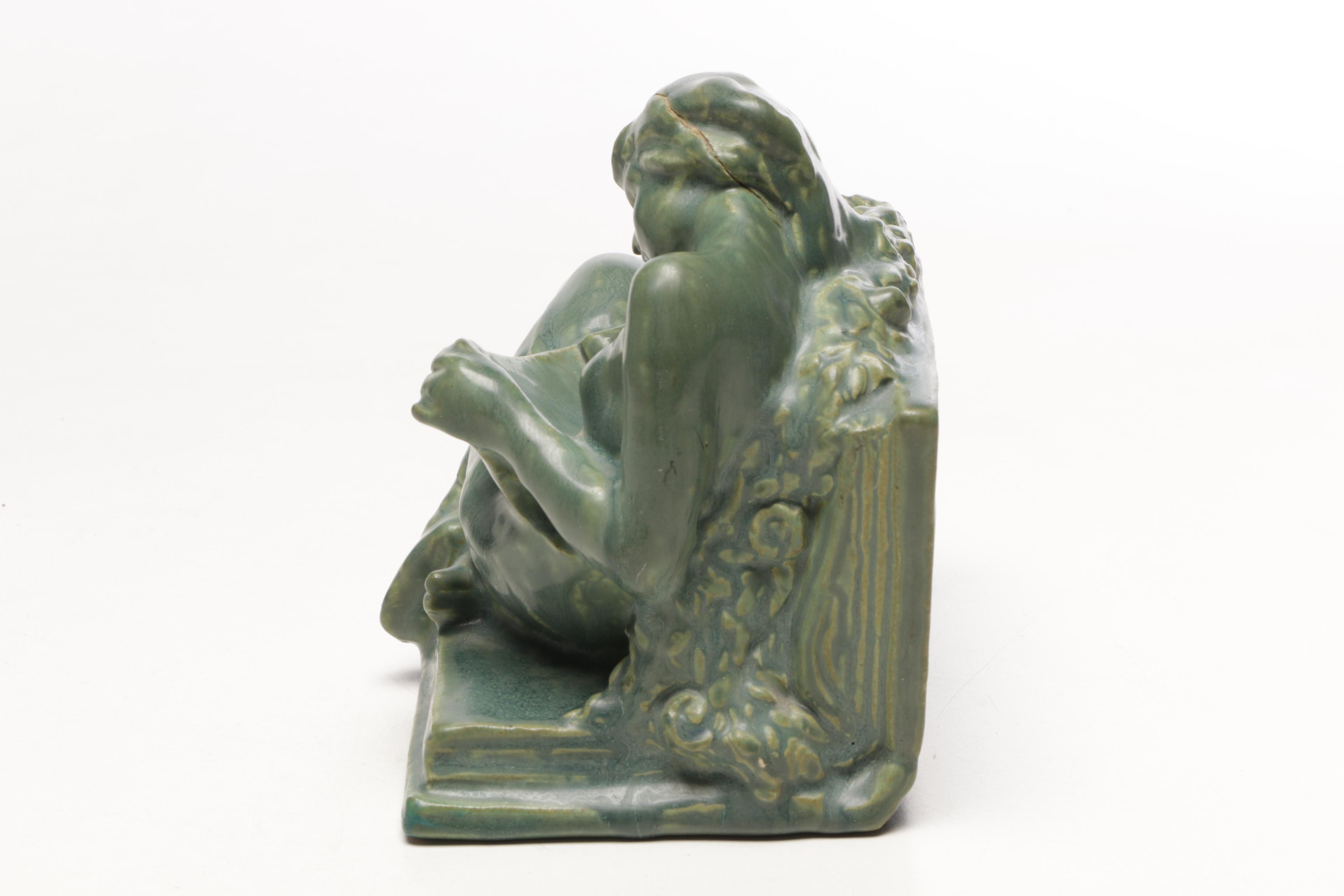 Rookwood Pottery Reclining Nude Bookend, 1915