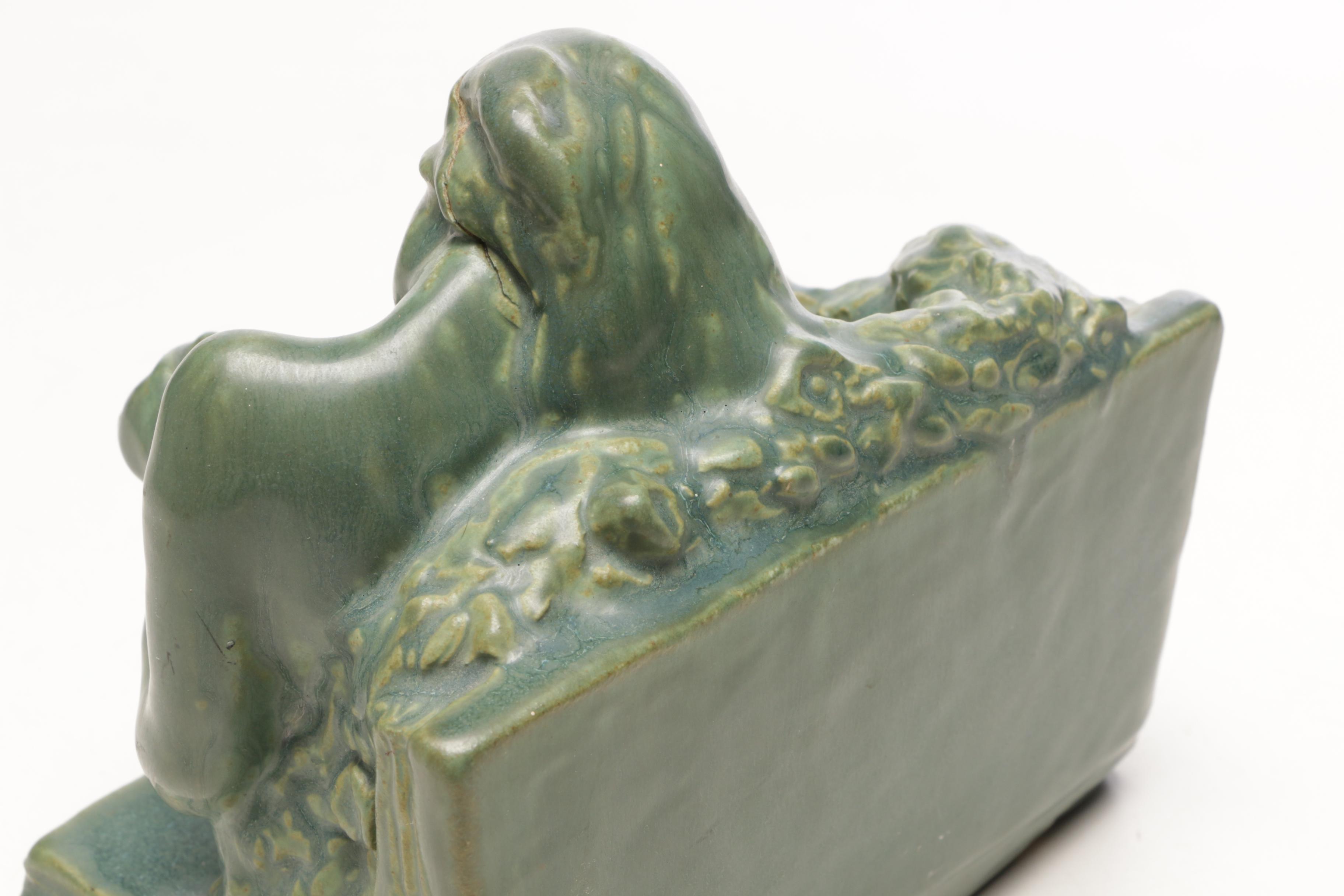Rookwood Pottery Reclining Nude Bookend, 1915