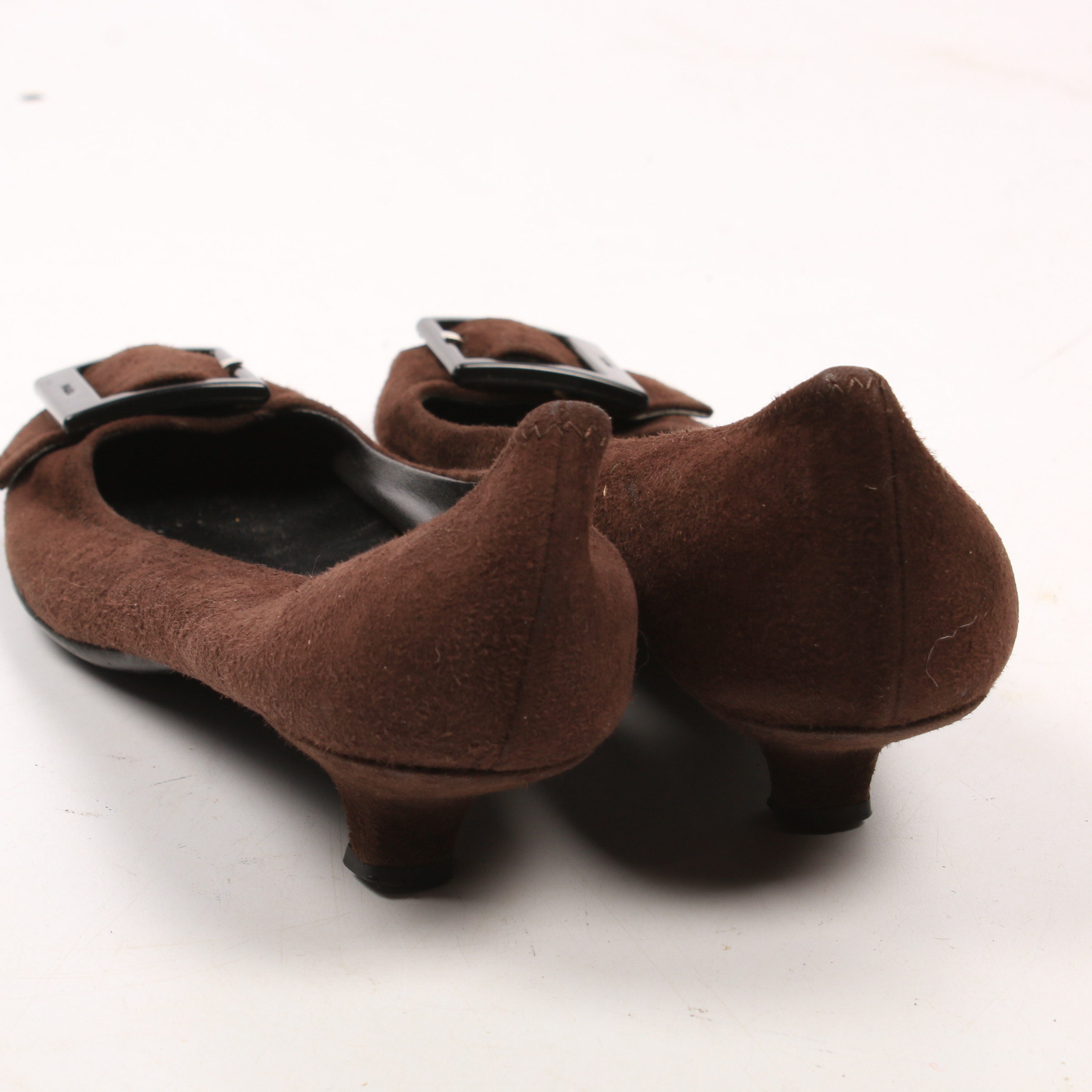 Prada Brown Suede Kitten Heels with Buckle