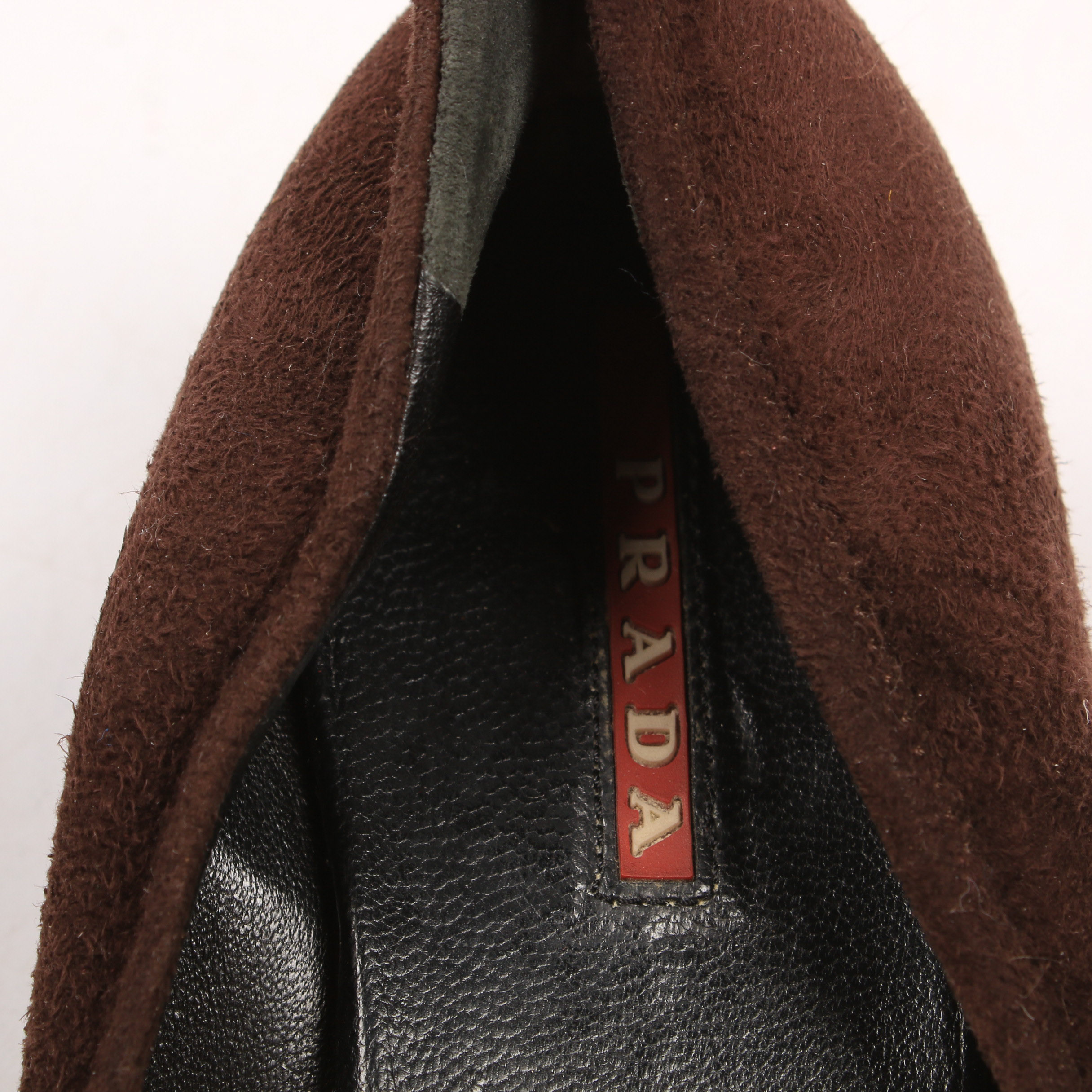 Prada Brown Suede Kitten Heels with Buckle