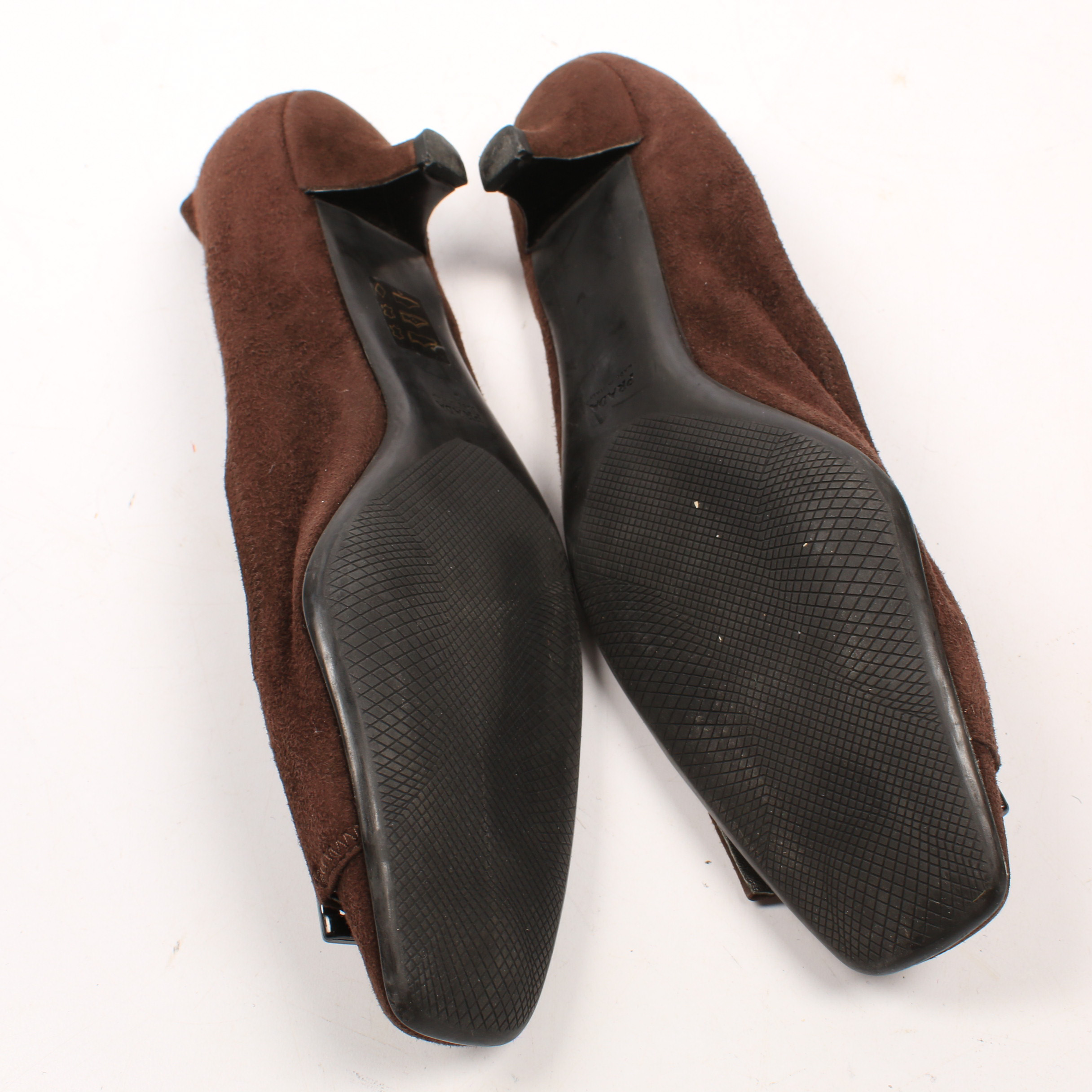 Prada Brown Suede Kitten Heels with Buckle