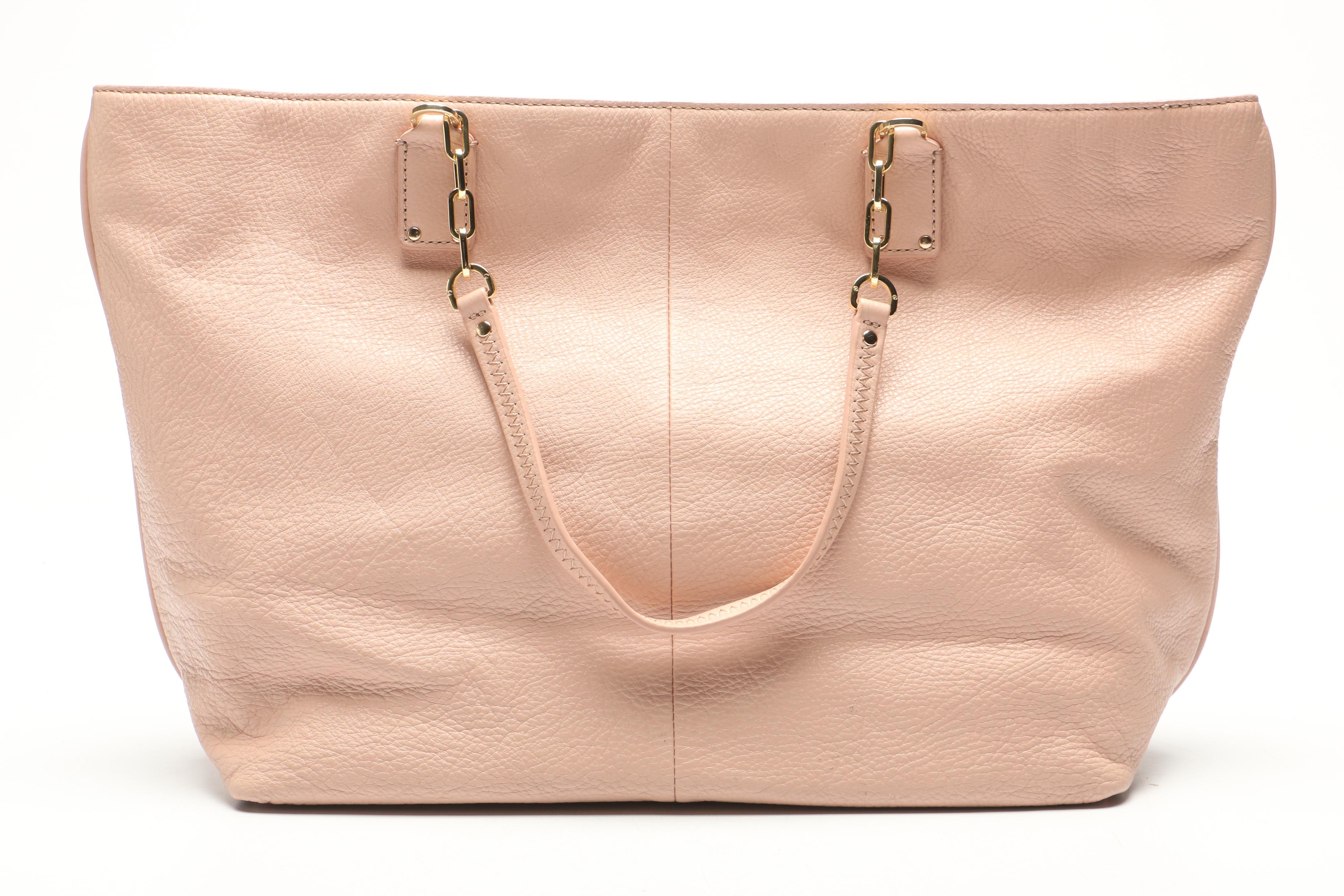 Tory Burch Light Blush Pink Grained Leather Tote Bag
