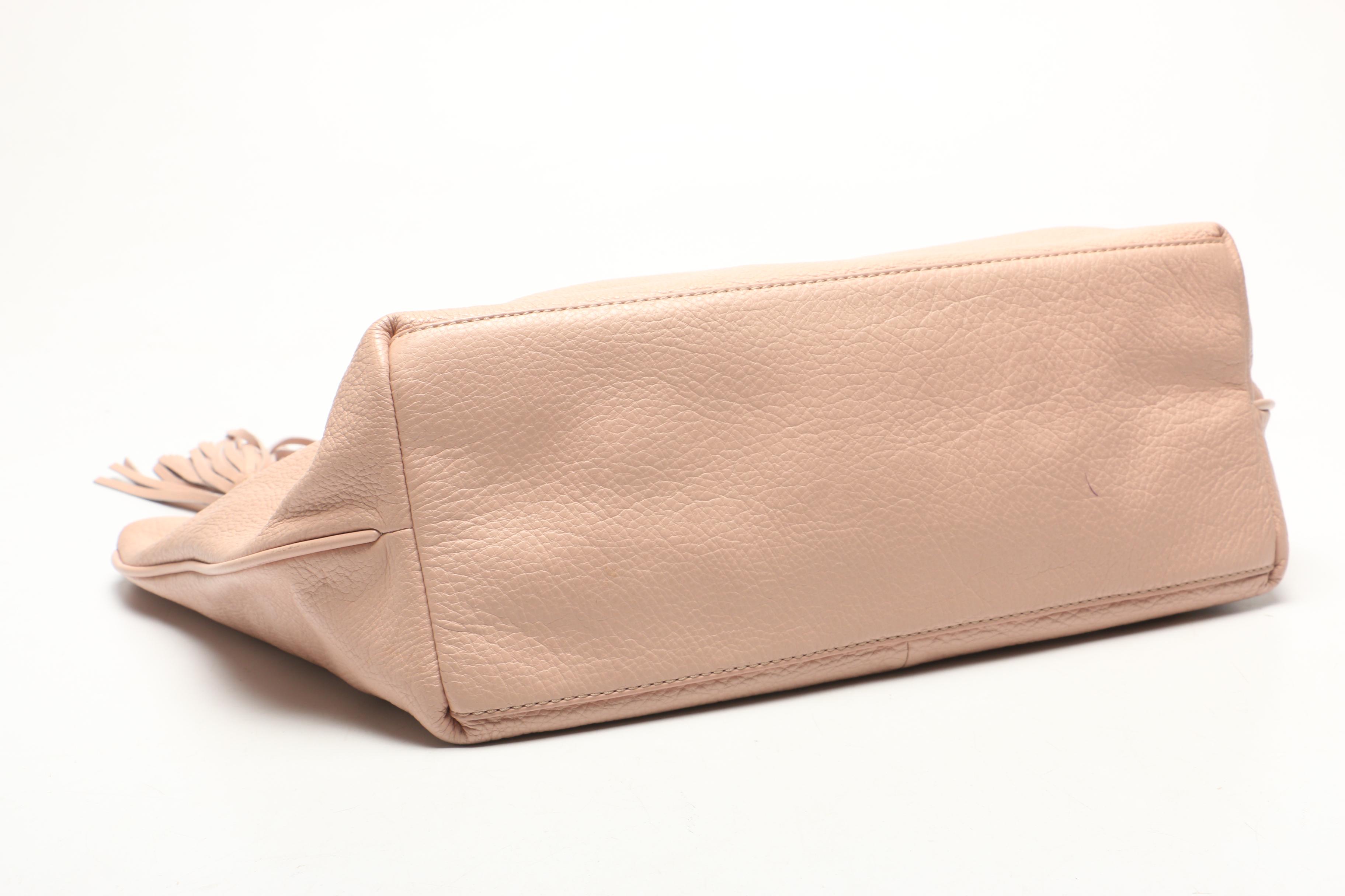 Tory Burch Light Blush Pink Grained Leather Tote Bag