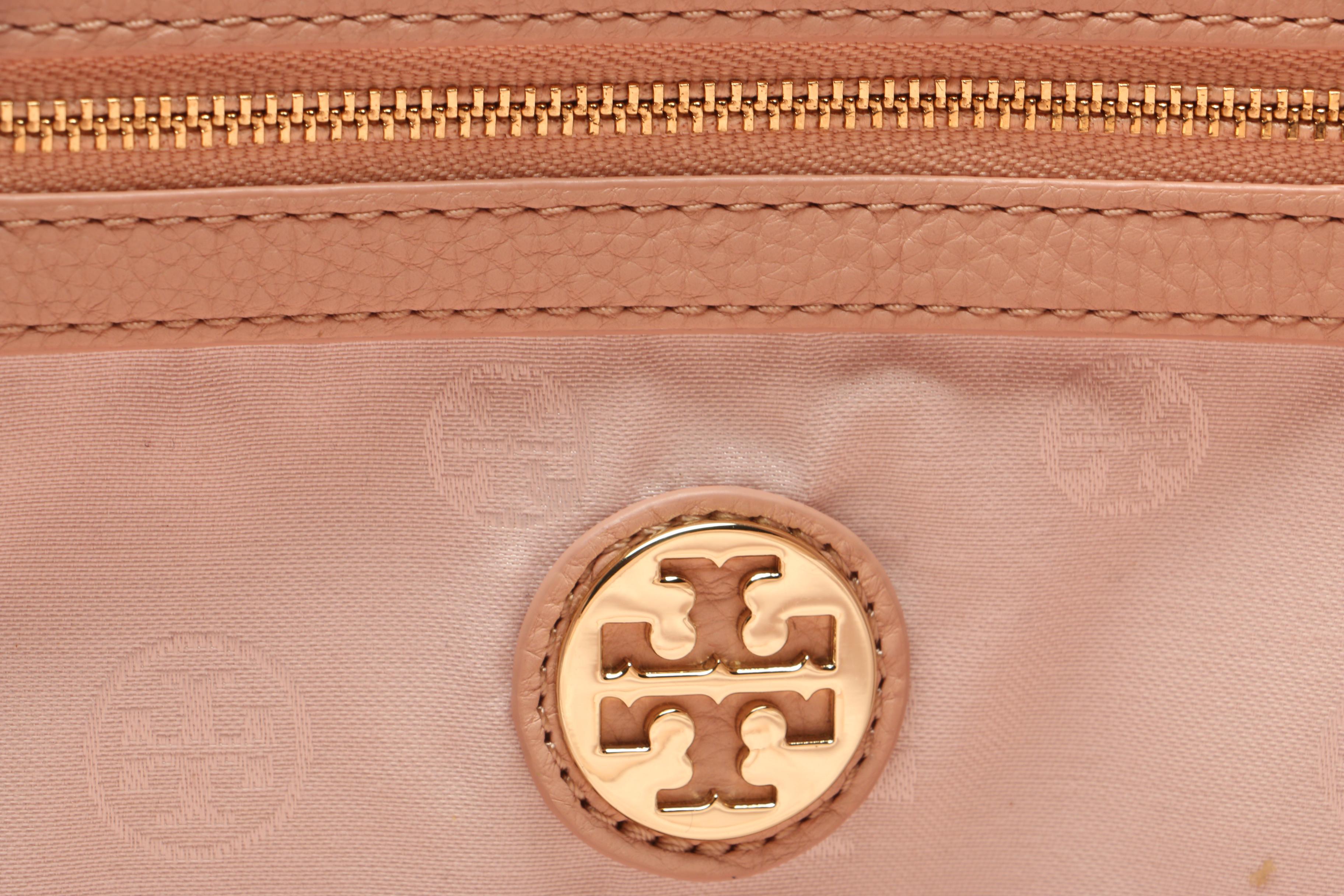 Tory Burch Light Blush Pink Grained Leather Tote Bag
