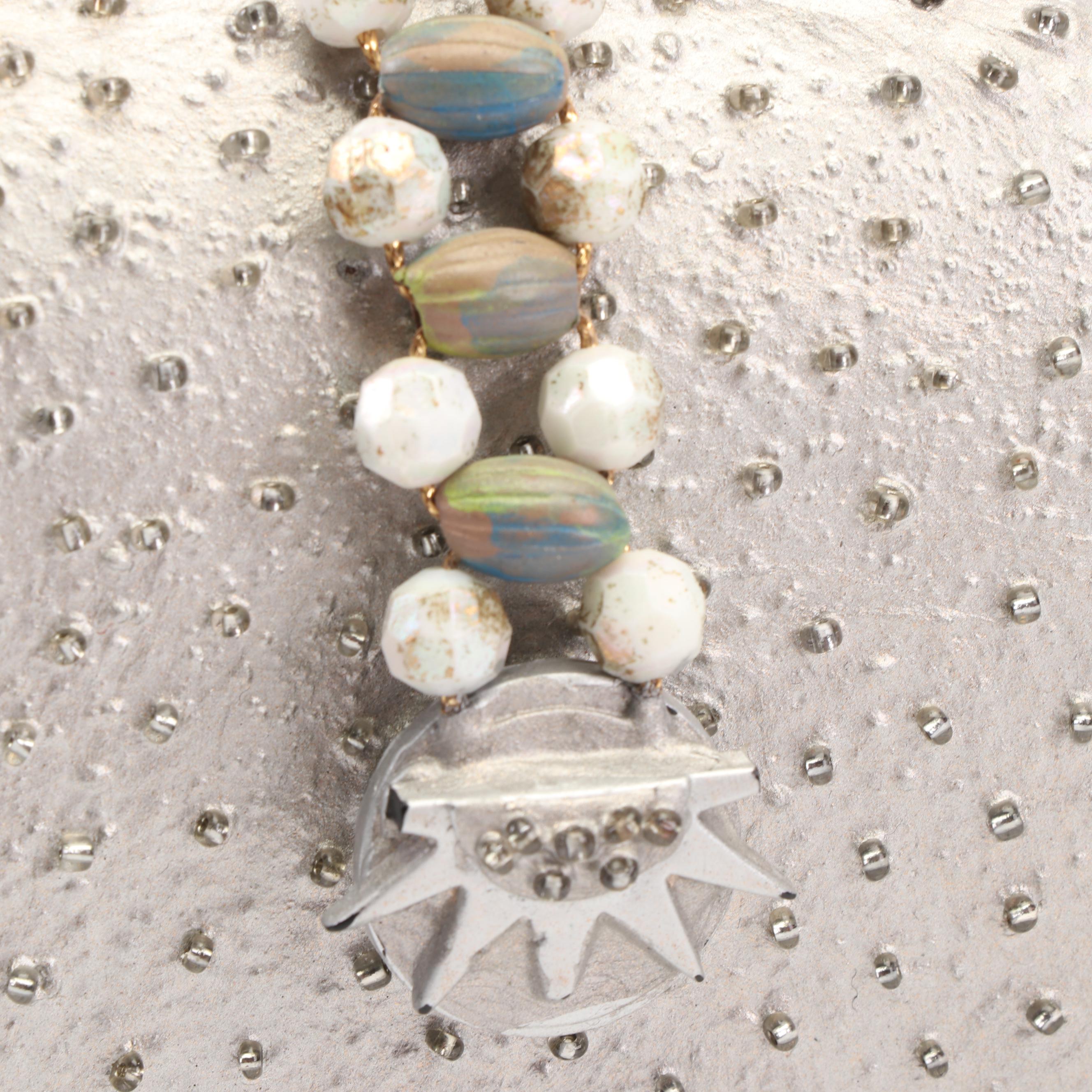 Mary Frances of San Francisco Embellished Palm Tree and Flamingo Clamshell Purse