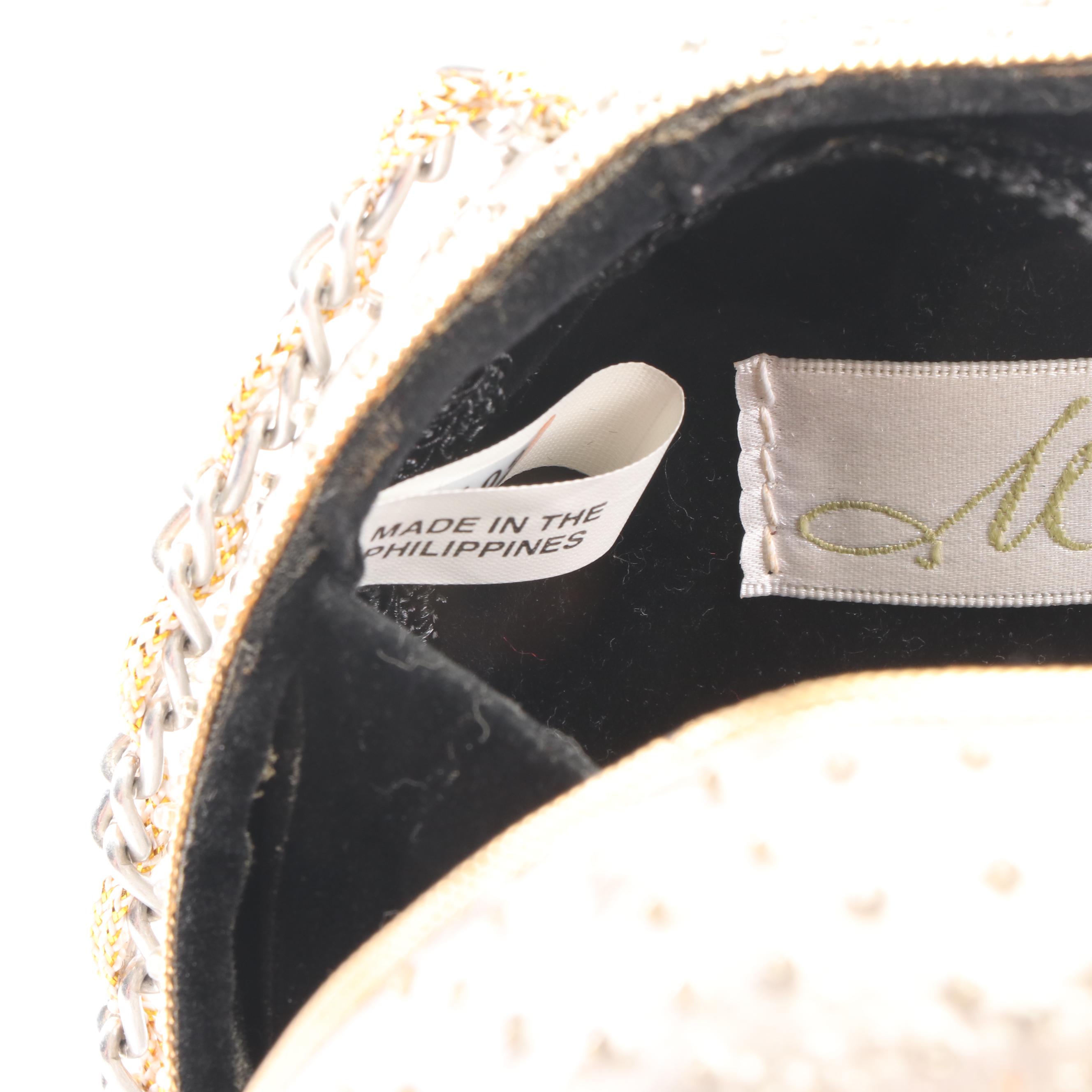 Mary Frances of San Francisco Embellished Palm Tree and Flamingo Clamshell Purse