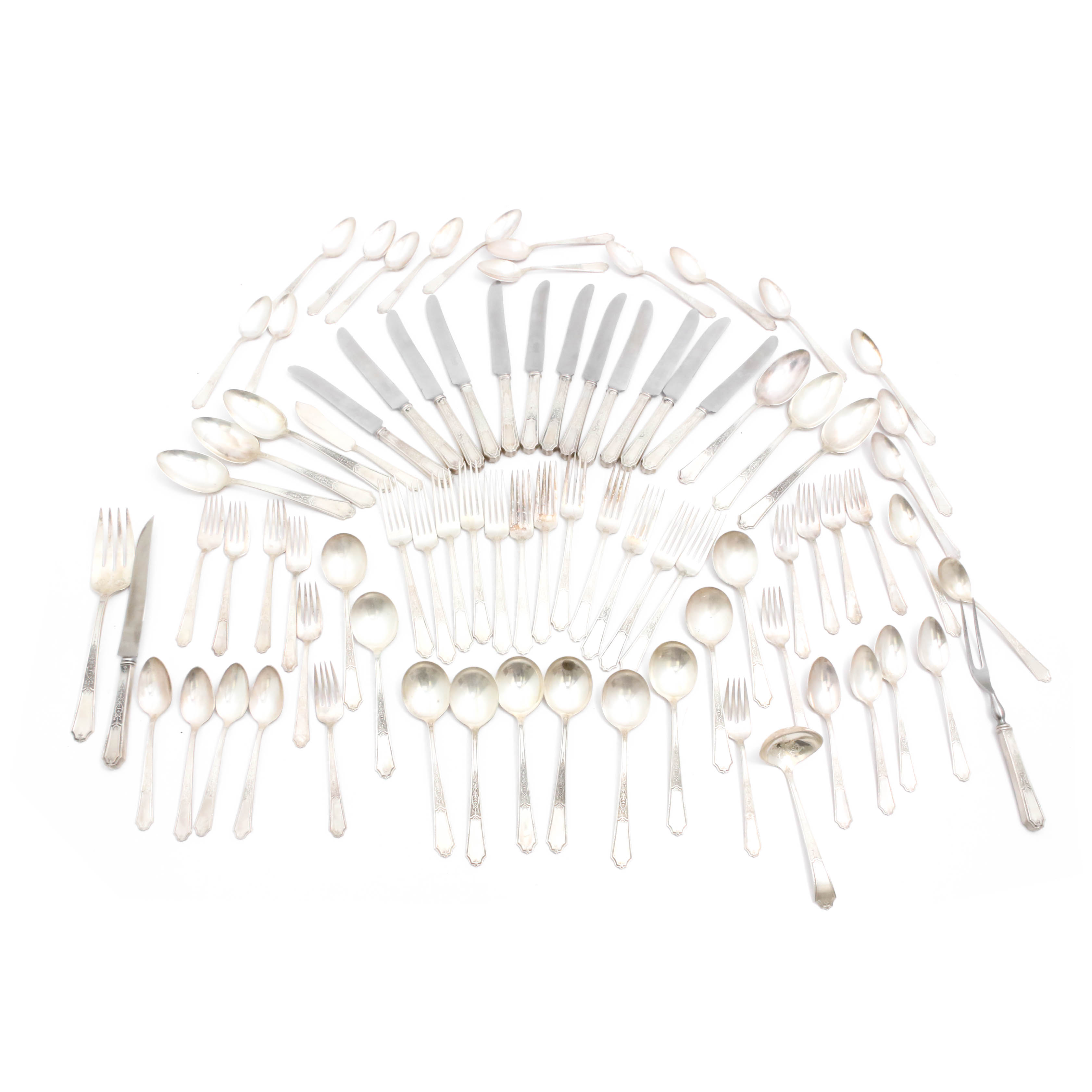 Vintage Rogers Bros. Silver Plated "Ancestral" Flatware Set