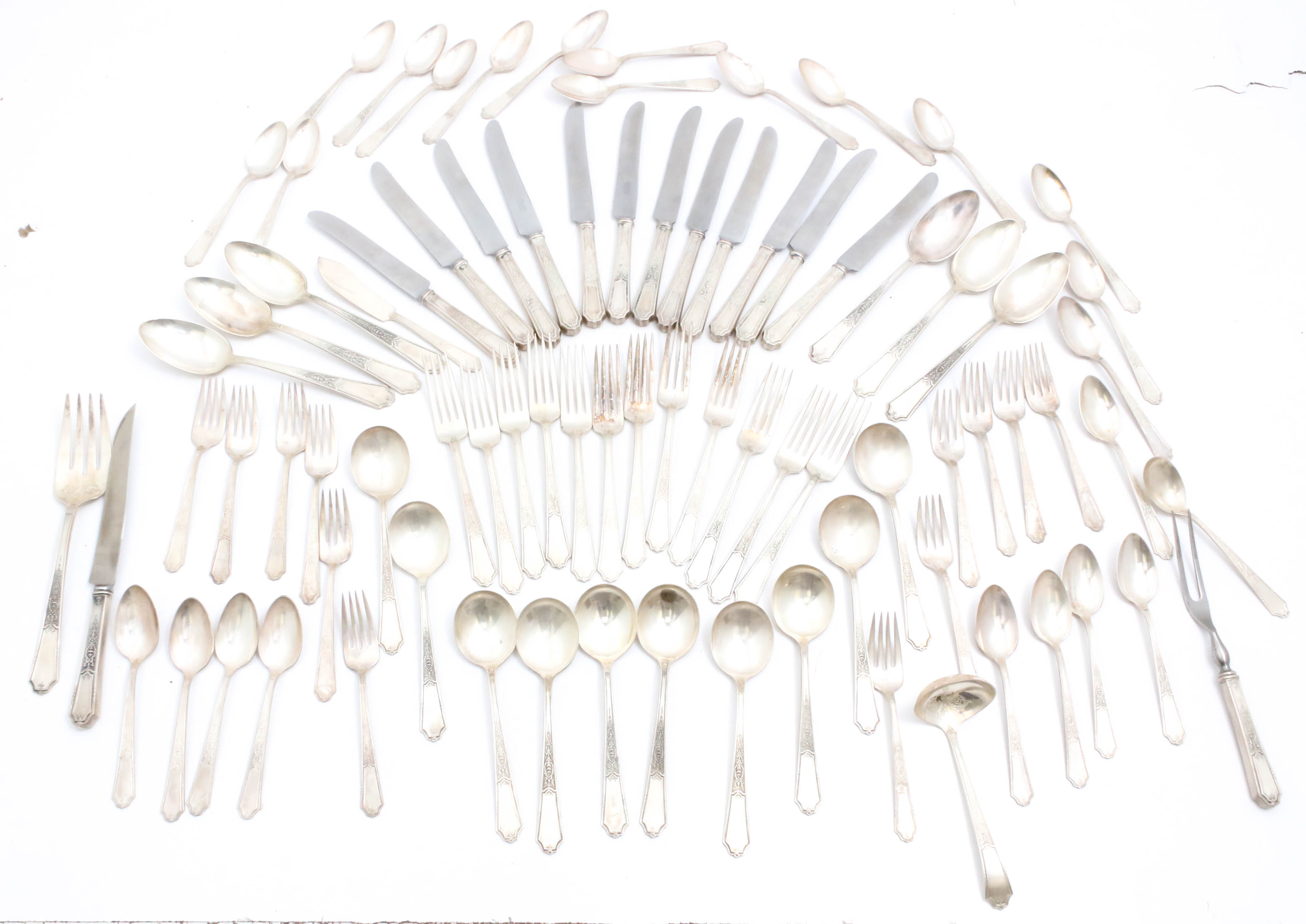 Vintage Rogers Bros. Silver Plated "Ancestral" Flatware Set