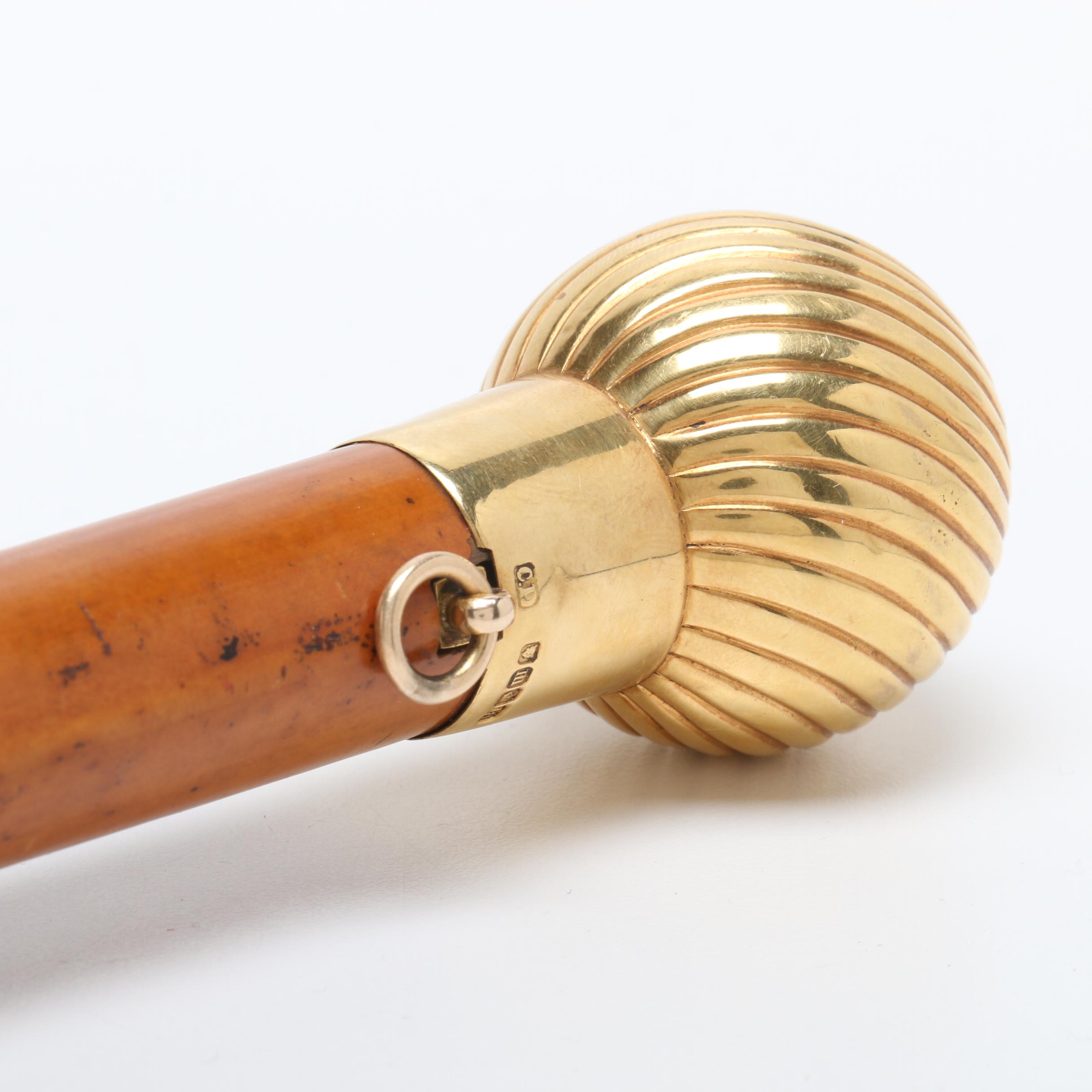 18k Gold Handled Gambling Cane for Nion Tucker Sr. (American, 1885-1950)