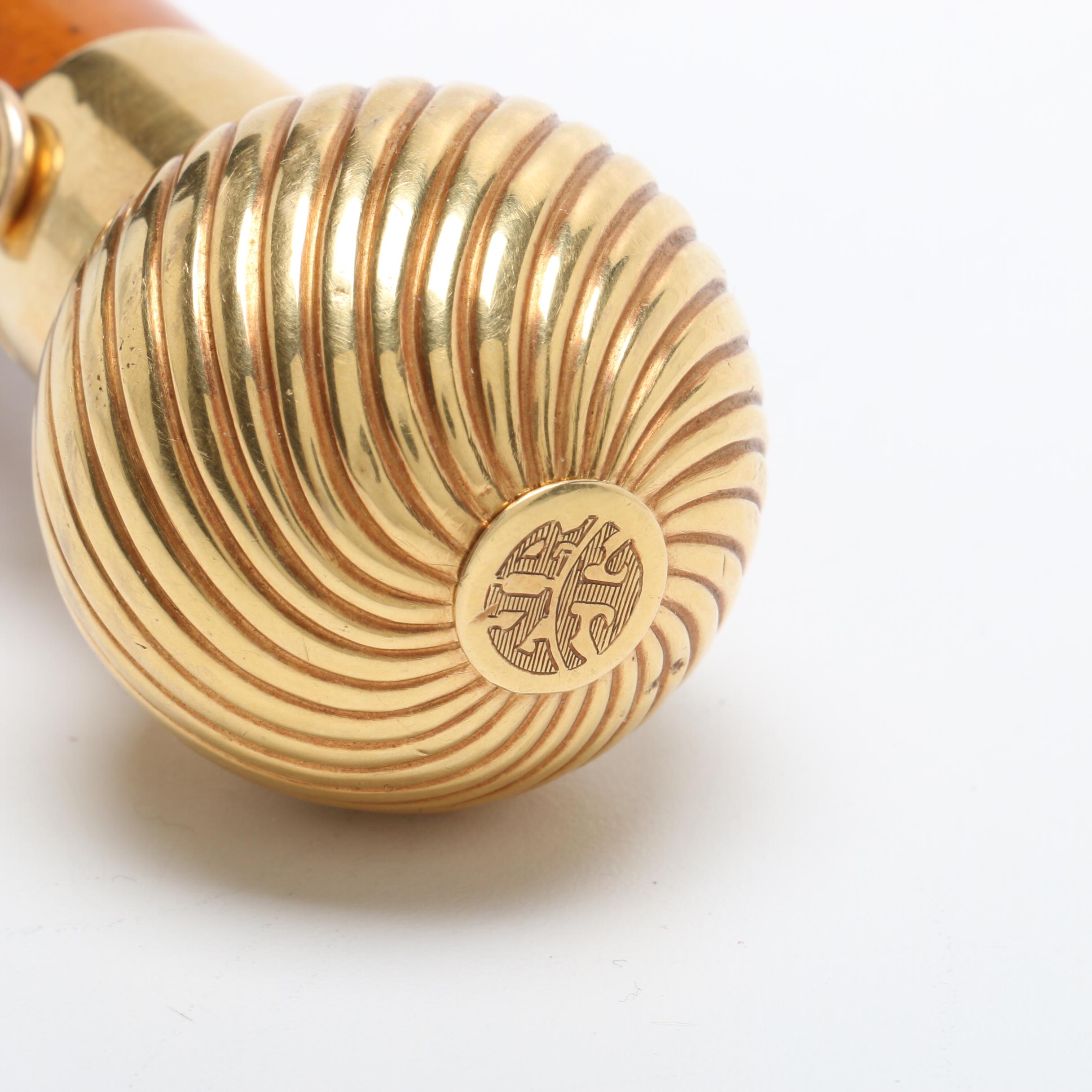 18k Gold Handled Gambling Cane for Nion Tucker Sr. (American, 1885-1950)