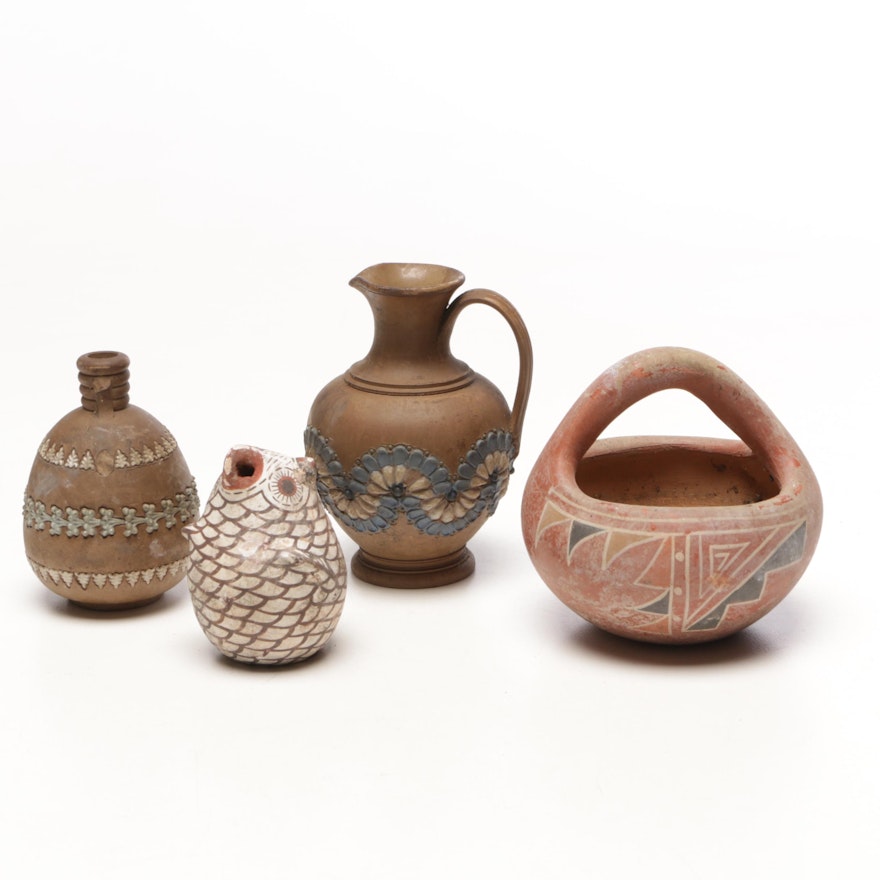 Doulton Lambeth with Zuni Style Earthenware Vases and Decor