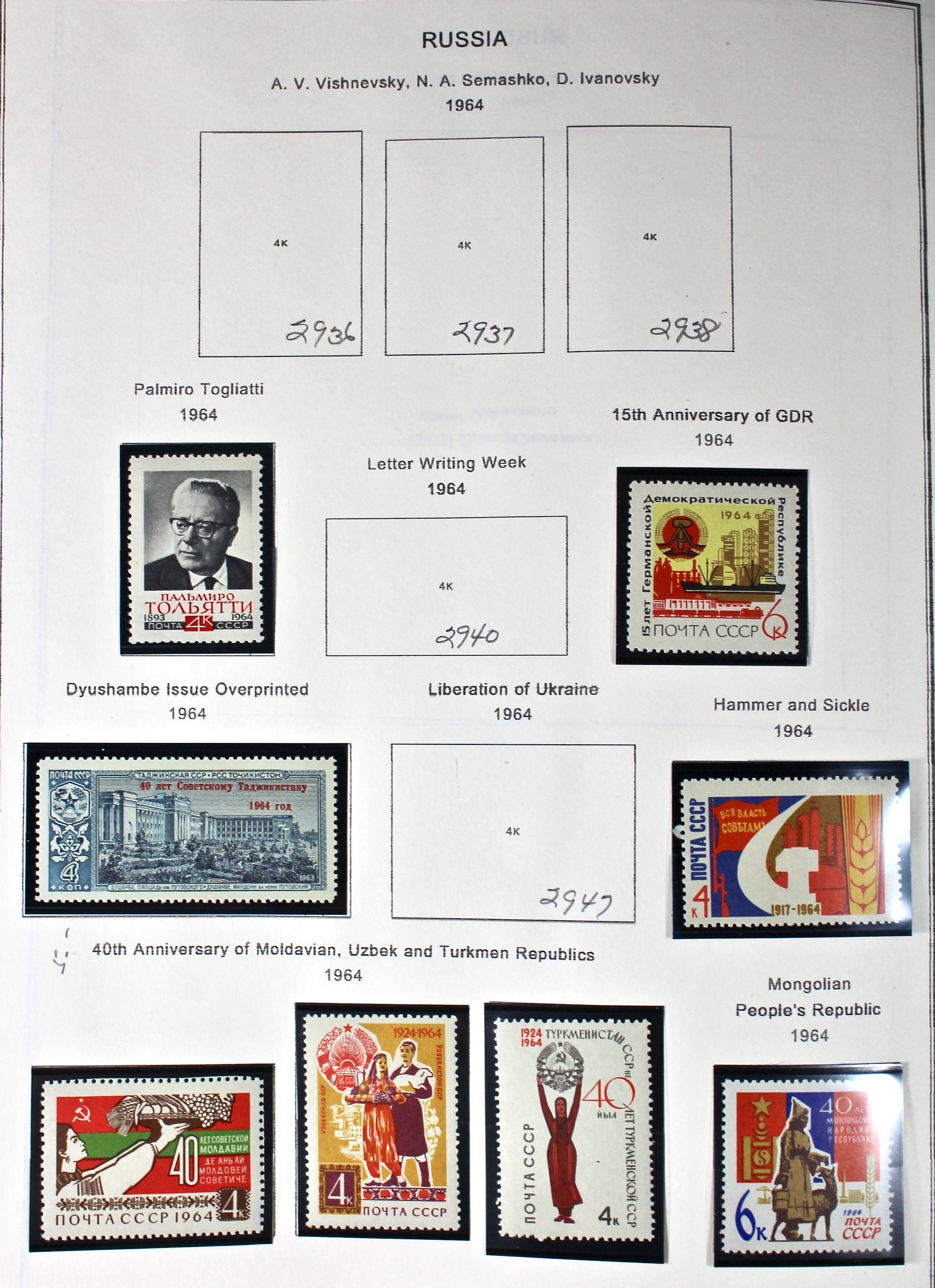 Russian Stamp Collection in an "International Postage Stamp Album"