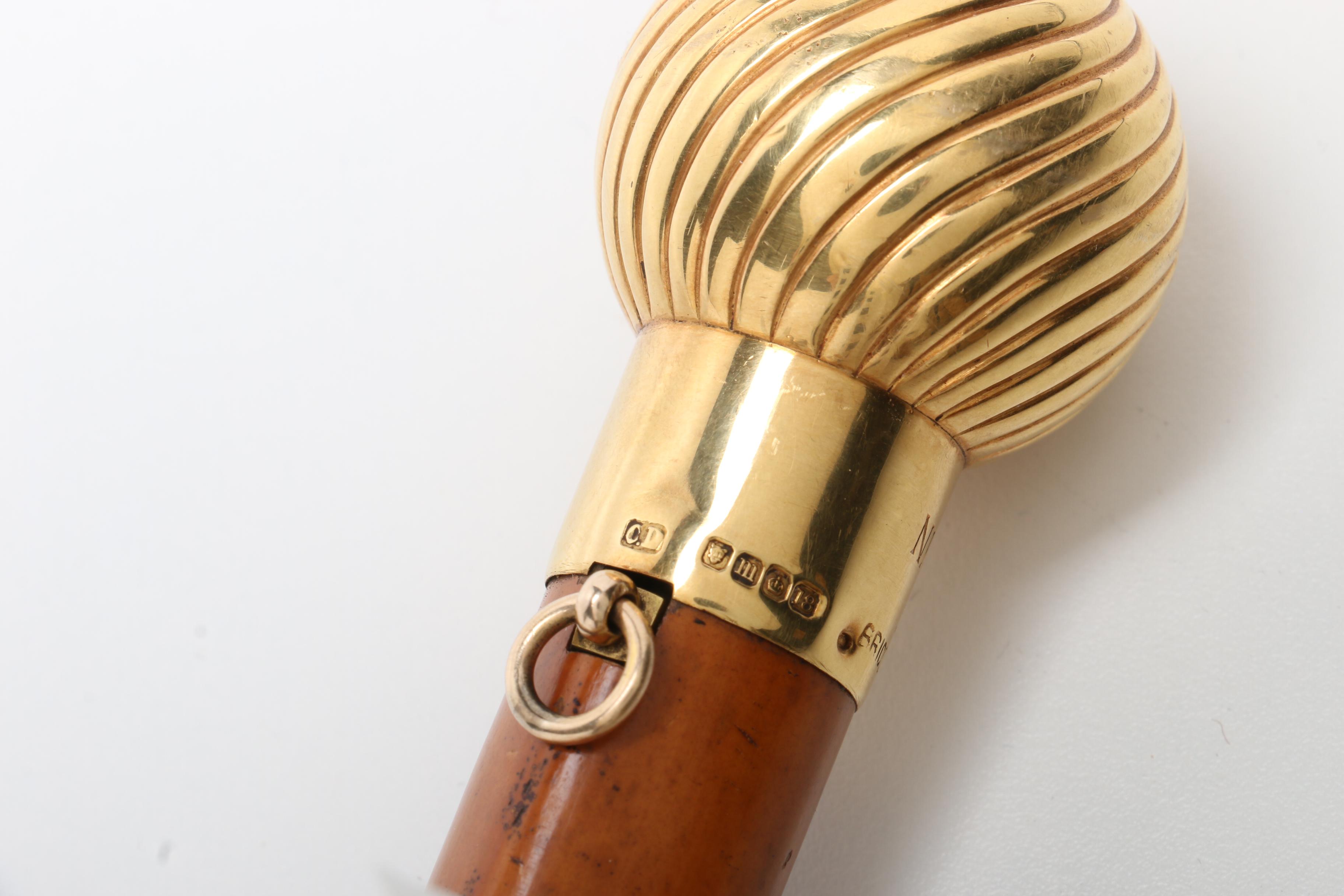 18k Gold Handled Gambling Cane for Nion Tucker Sr. (American, 1885-1950)