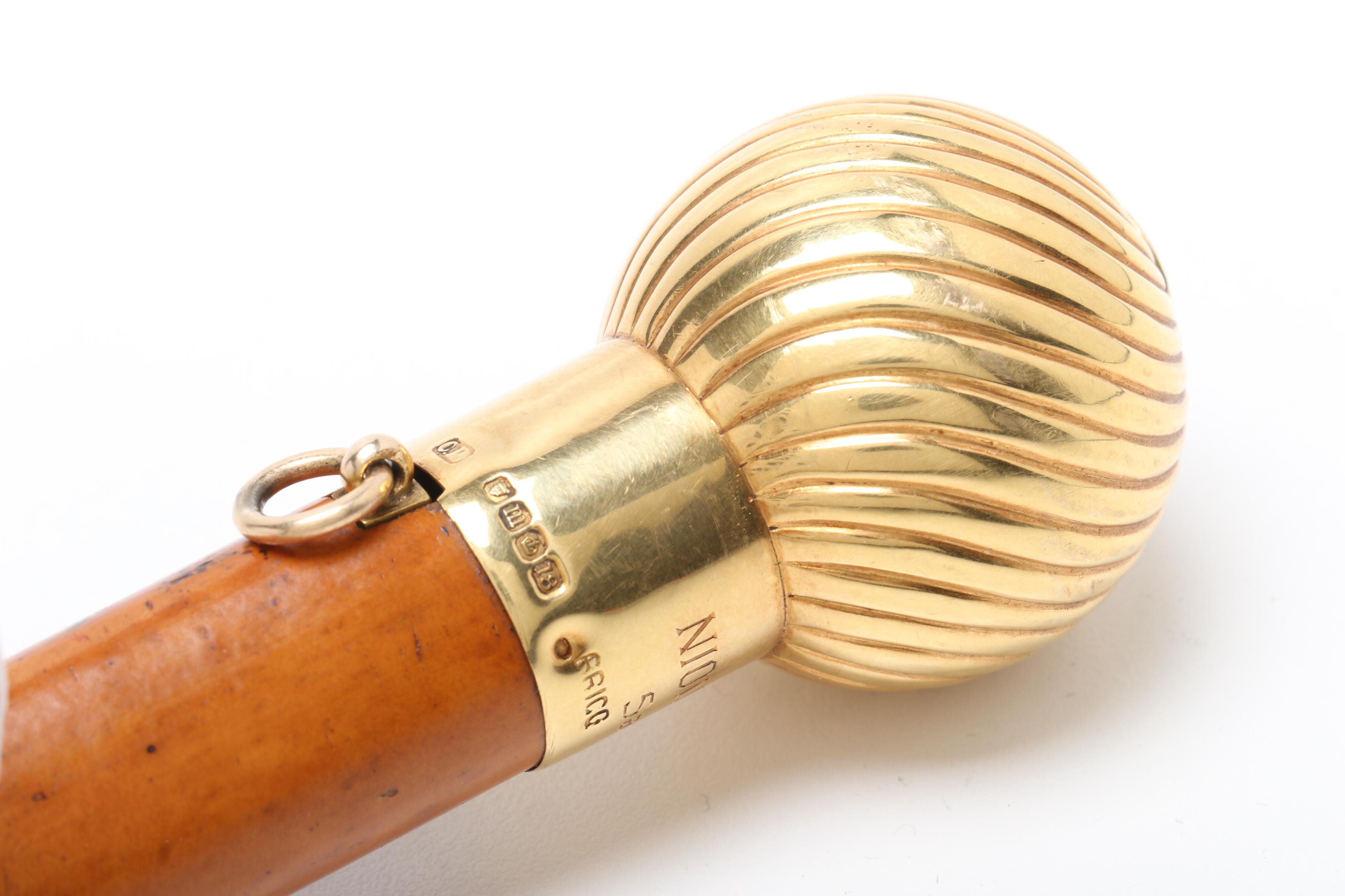 18k Gold Handled Gambling Cane for Nion Tucker Sr. (American, 1885-1950)