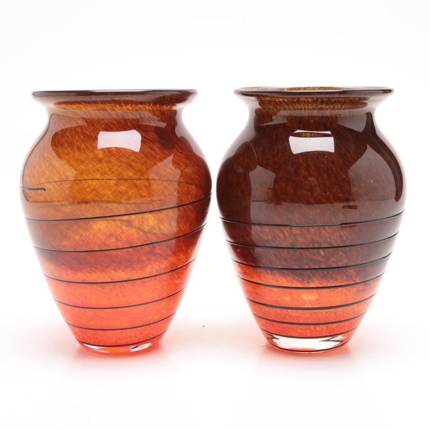 Pair of Murano Art Glass Vases