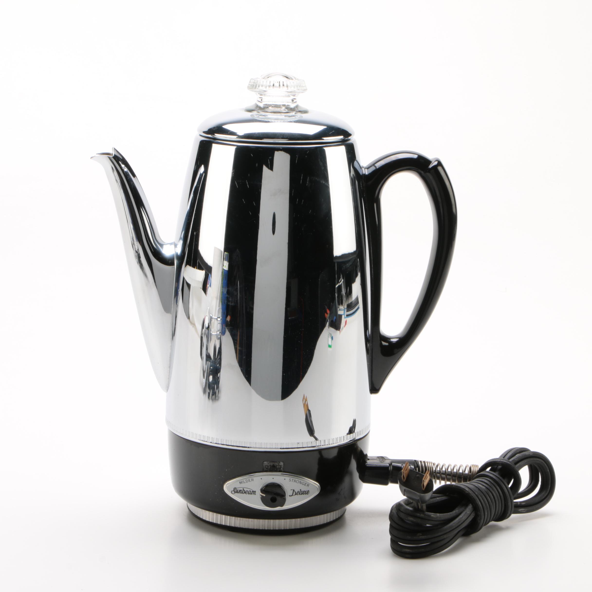 Chrome Sunbeam Deluxe Percolator and Dormey Hand Mixer, Mid-Century