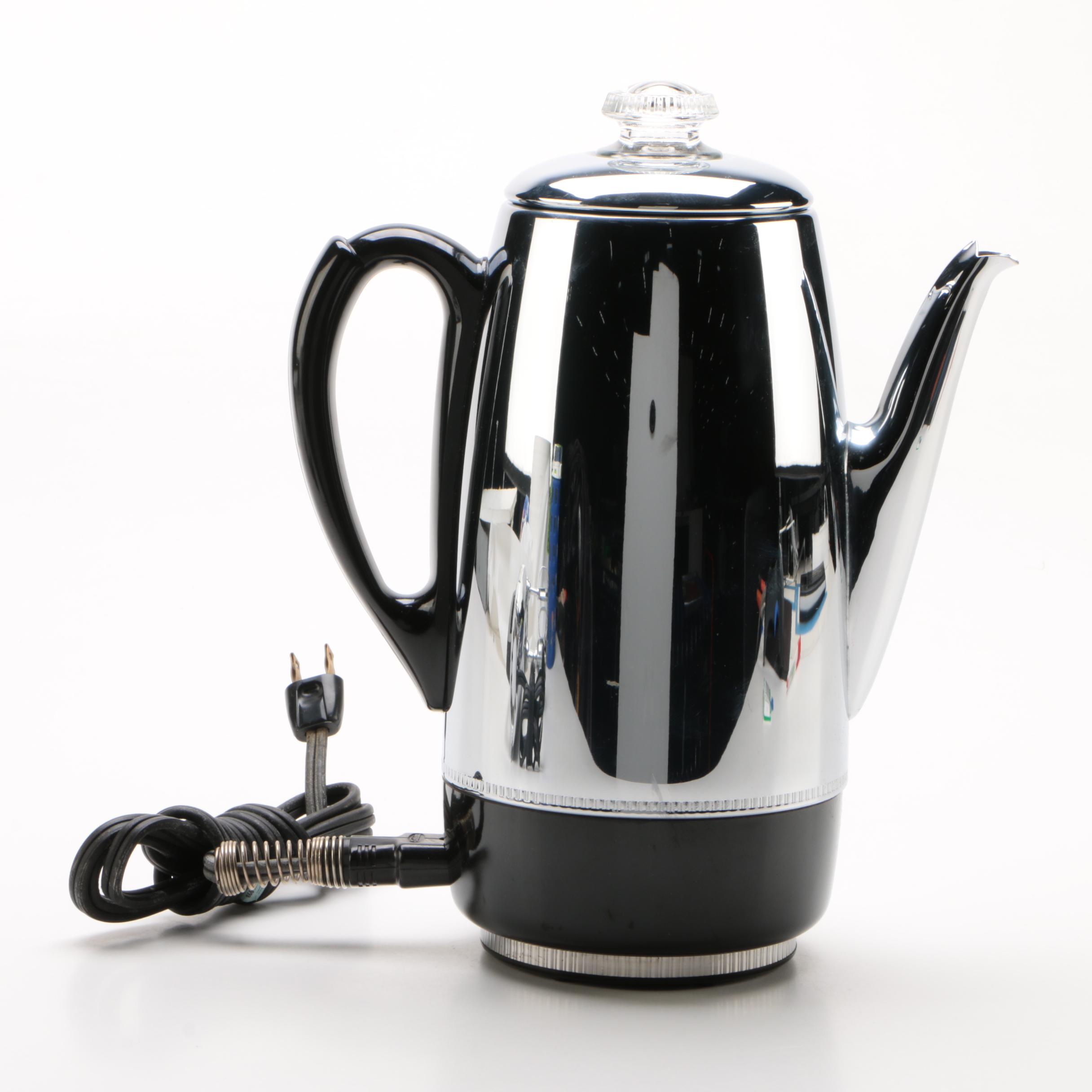 Chrome Sunbeam Deluxe Percolator and Dormey Hand Mixer, Mid-Century