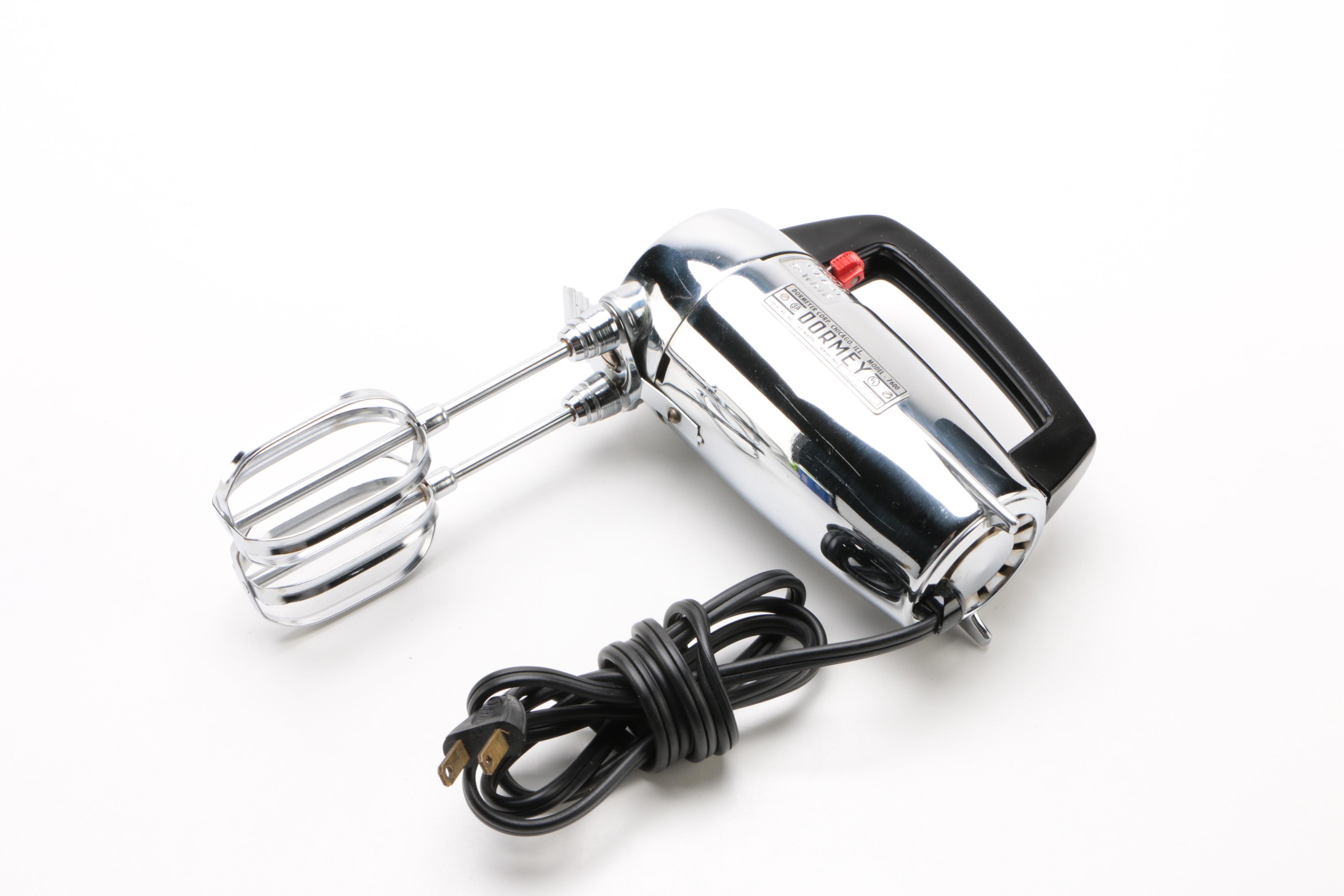 Chrome Sunbeam Deluxe Percolator and Dormey Hand Mixer, Mid-Century