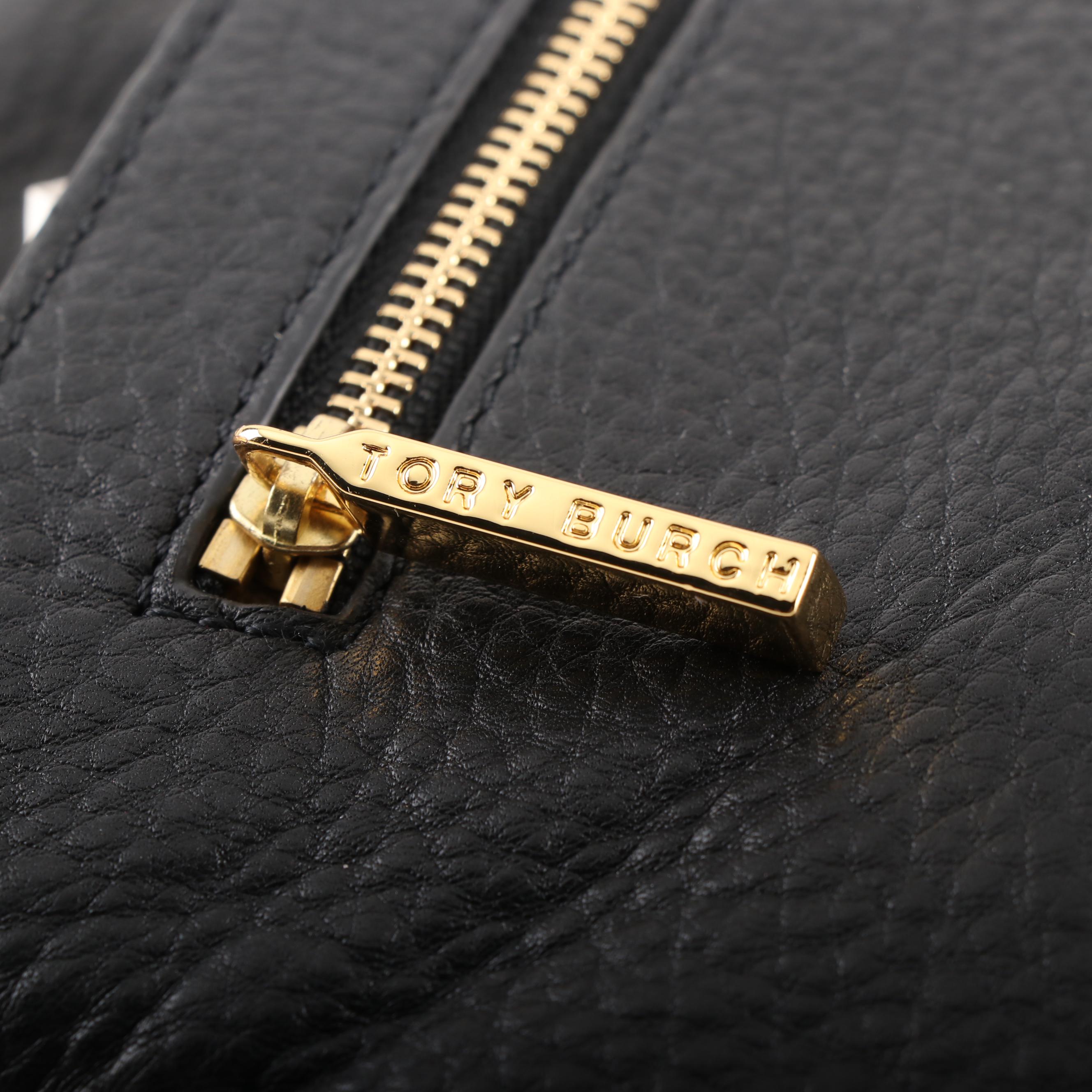 Tory Burch Black Pebble Leather Crossbody and Tory Burch Fitbit Holder Bracelet