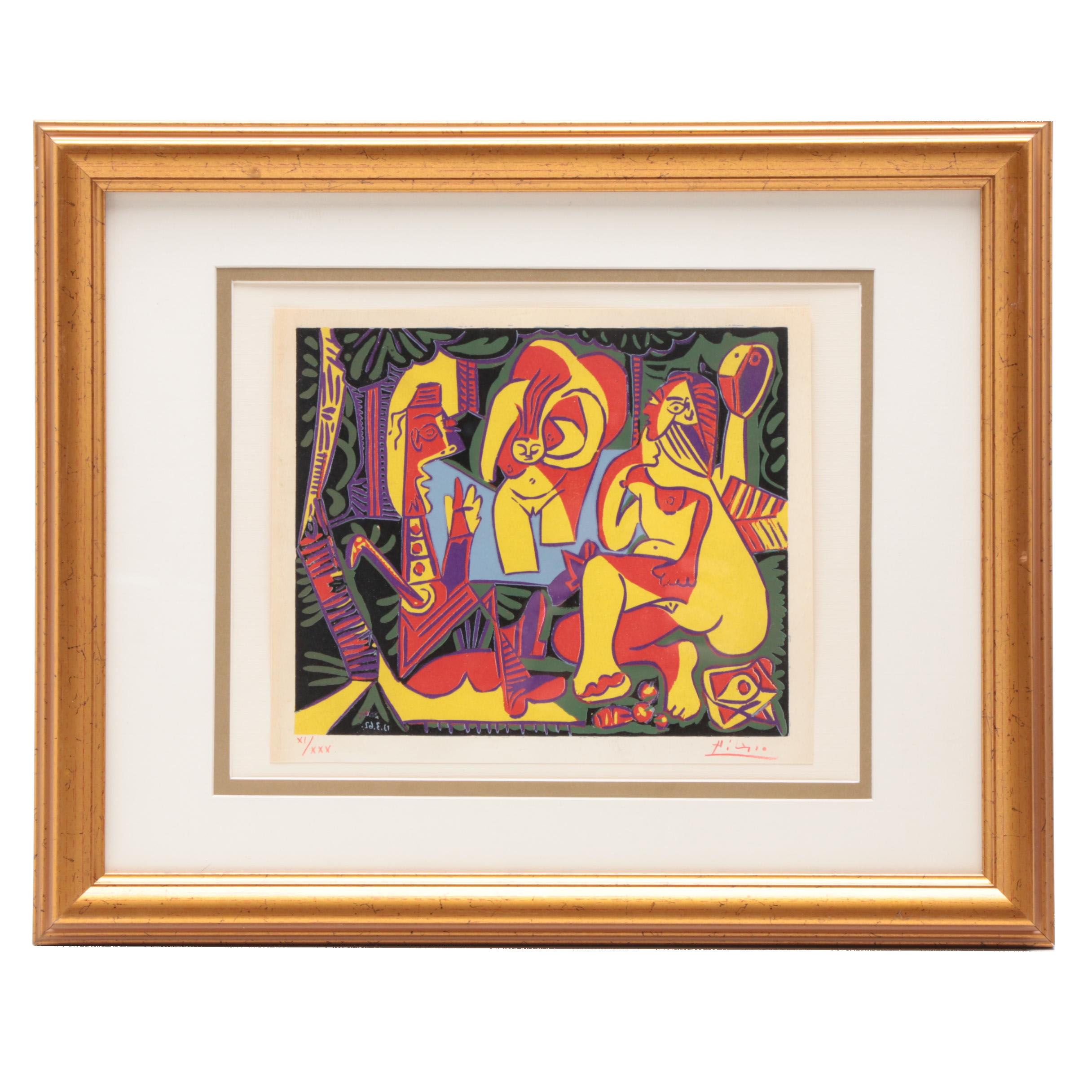 Pablo Picasso Linoleum Cut “Luncheon on the Grass, after Edouard Manet"