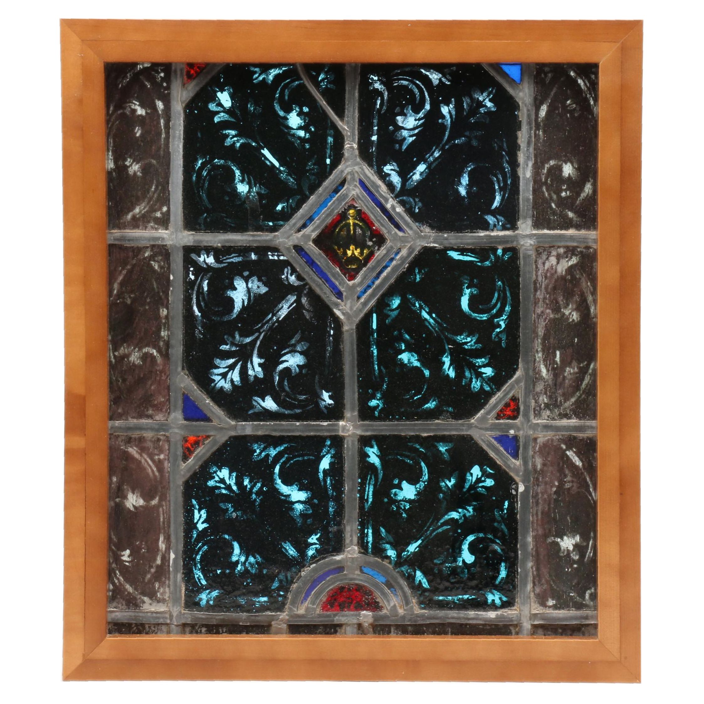 Charles Jay Connick Birch Framed Leaded Stained Glass Window
