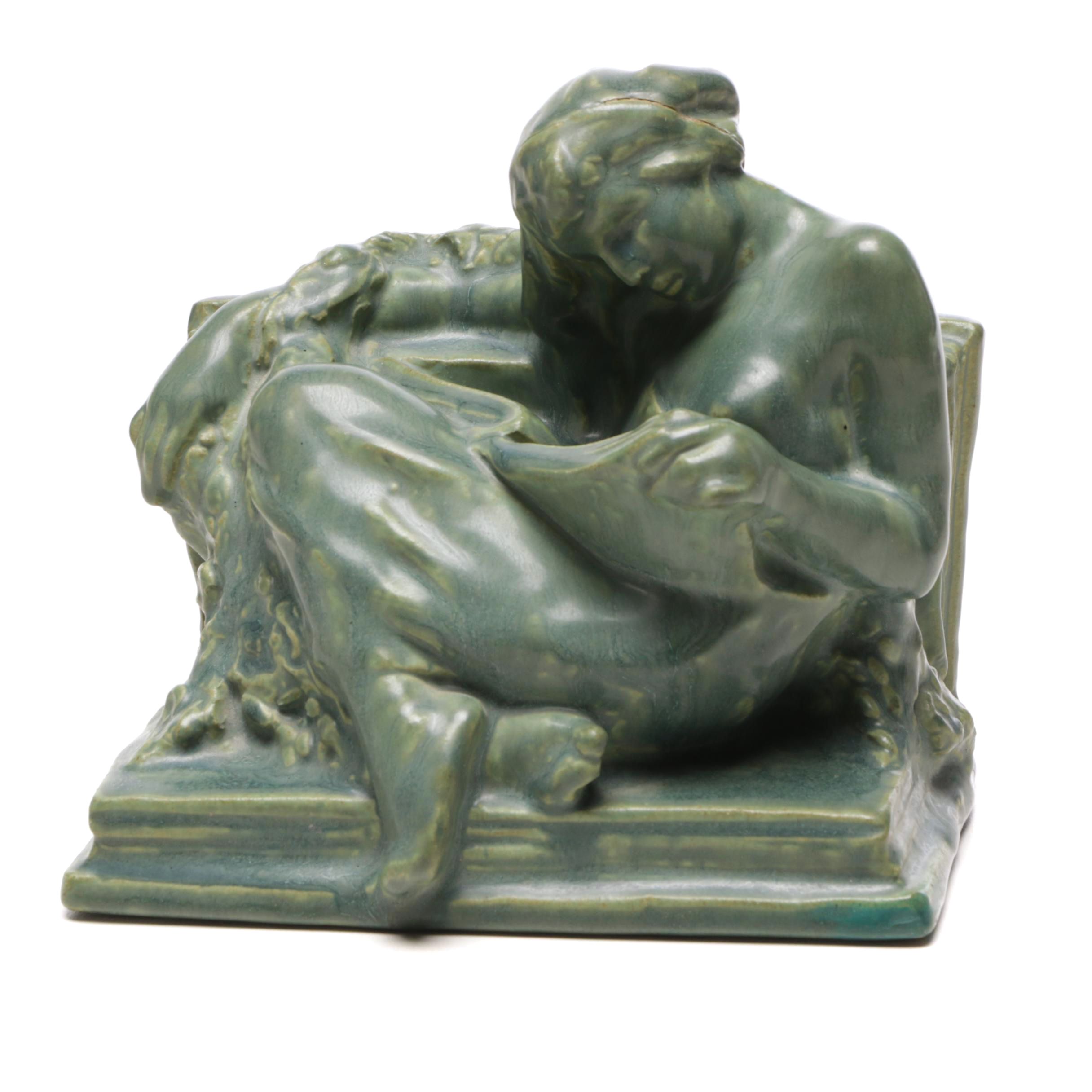 Rookwood Pottery Reclining Nude Bookend, 1915