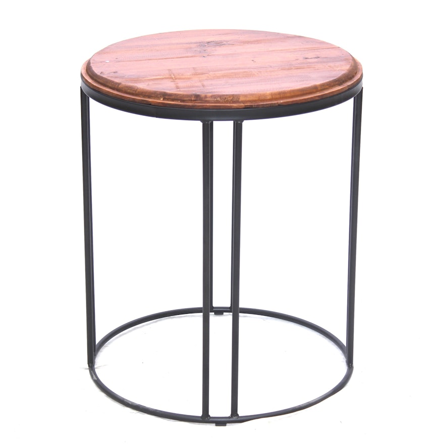 Wooden and Metal Side Table, Contemporary