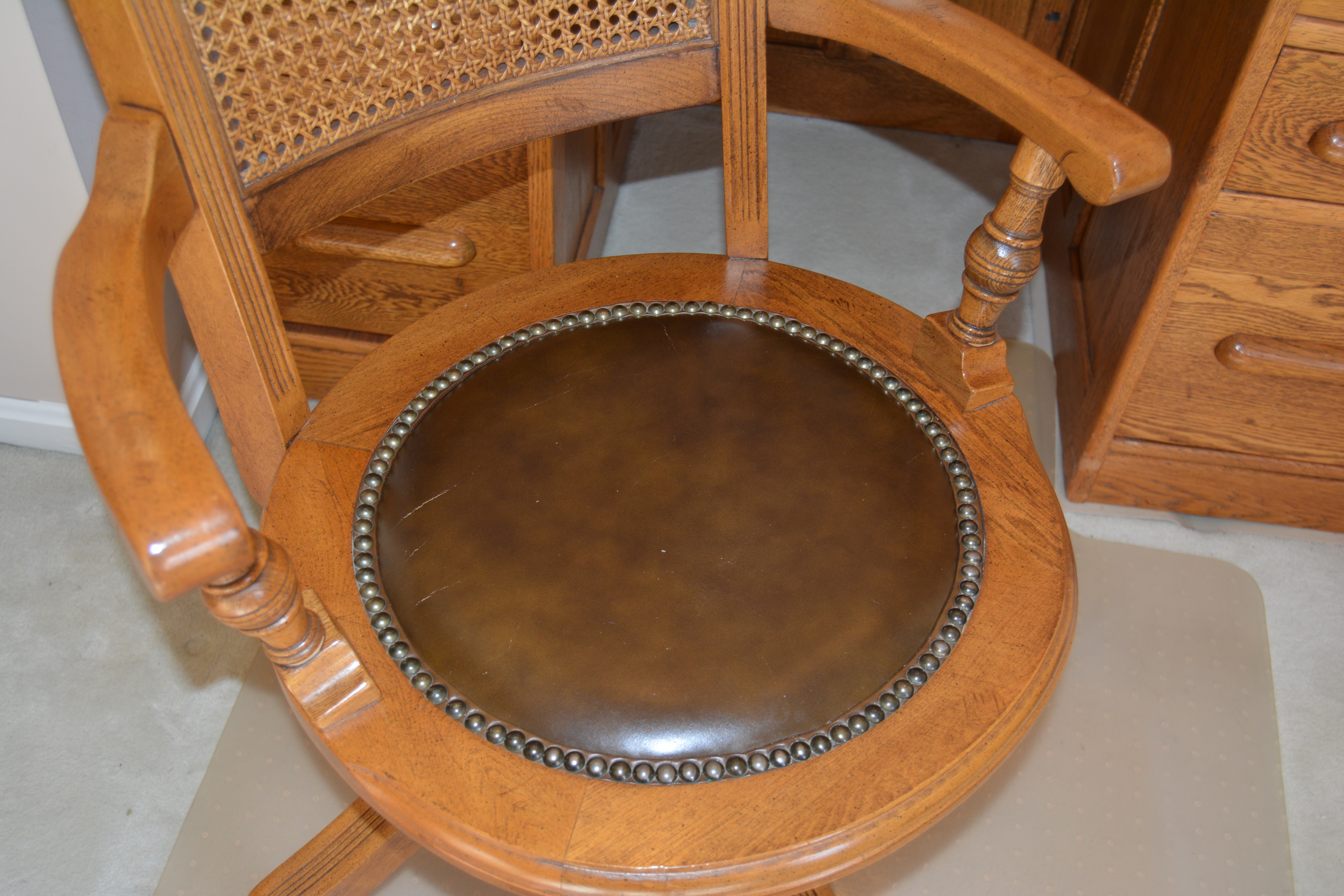 Roll Top Oak Desk by J. Dornette & Brothers with Desk Chair, Early 20th Century