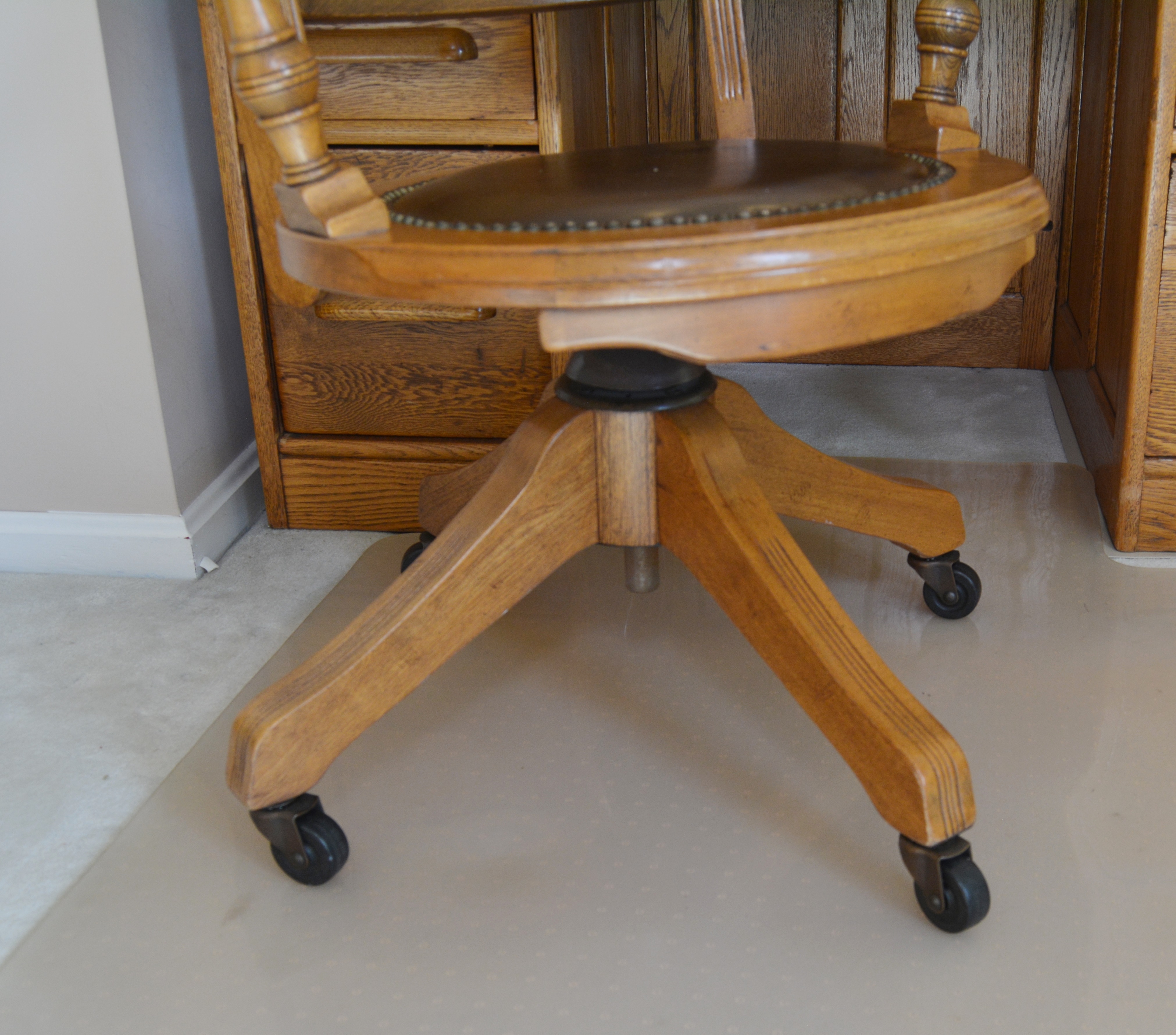 Roll Top Oak Desk by J. Dornette & Brothers with Desk Chair, Early 20th Century