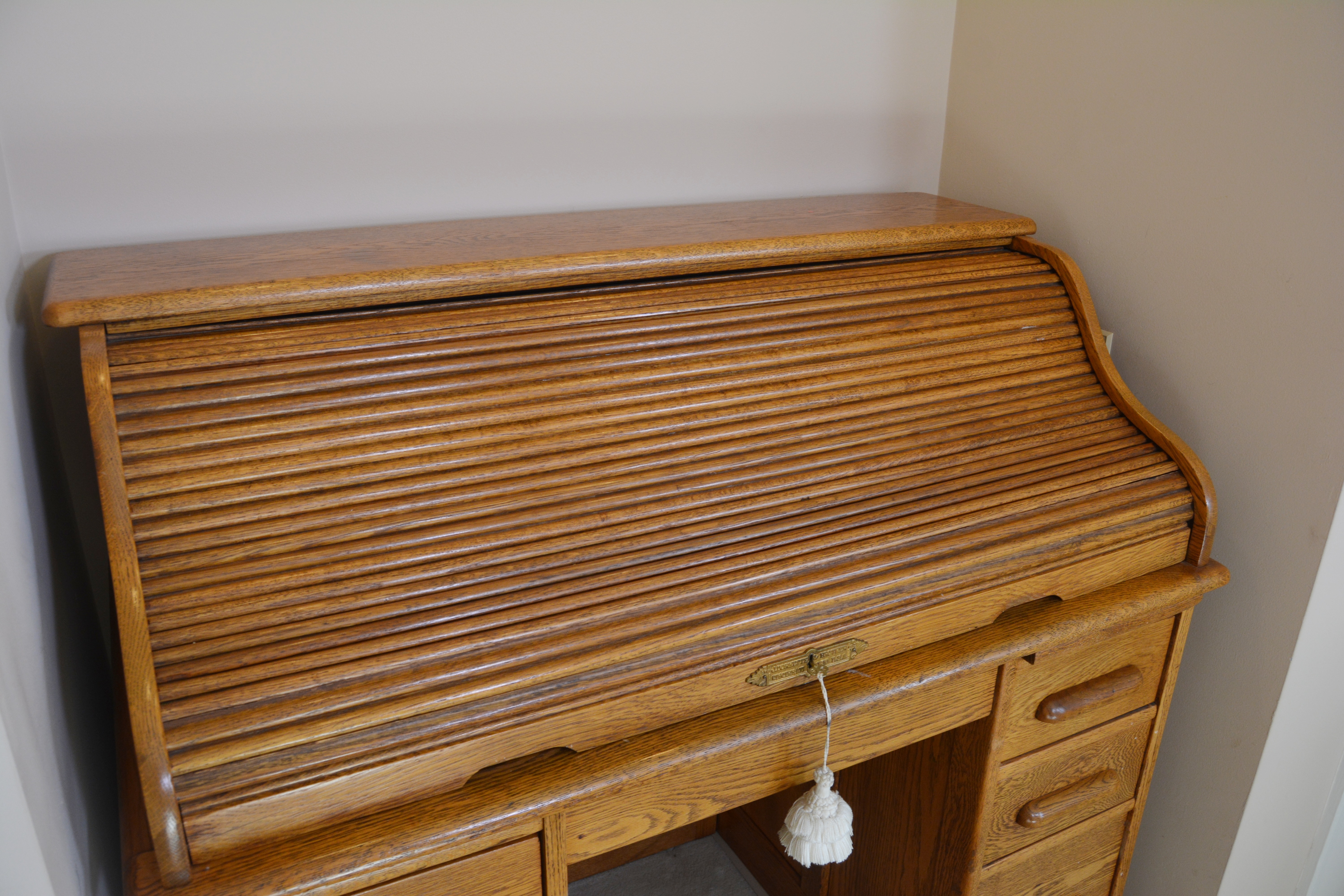 Roll Top Oak Desk by J. Dornette & Brothers with Desk Chair, Early 20th Century
