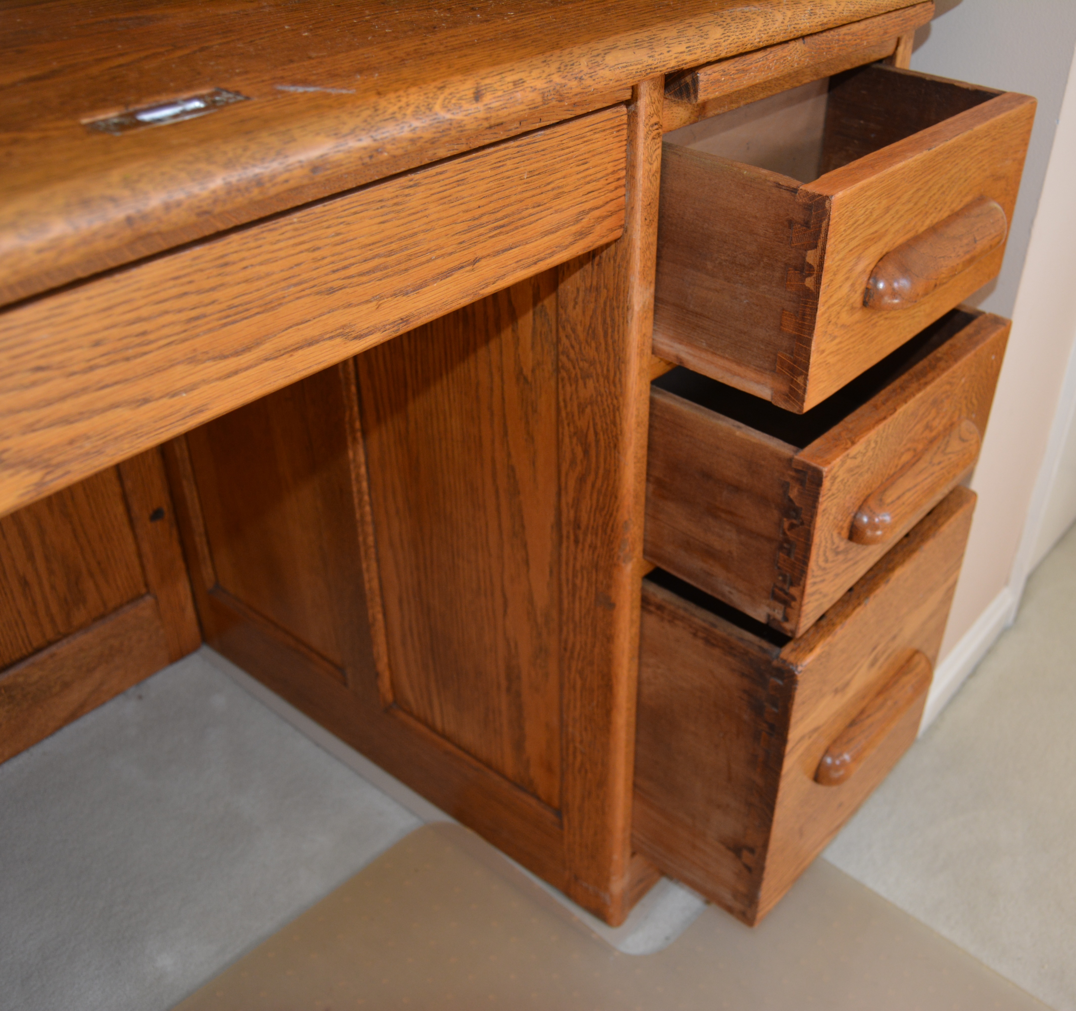 Roll Top Oak Desk by J. Dornette & Brothers with Desk Chair, Early 20th Century
