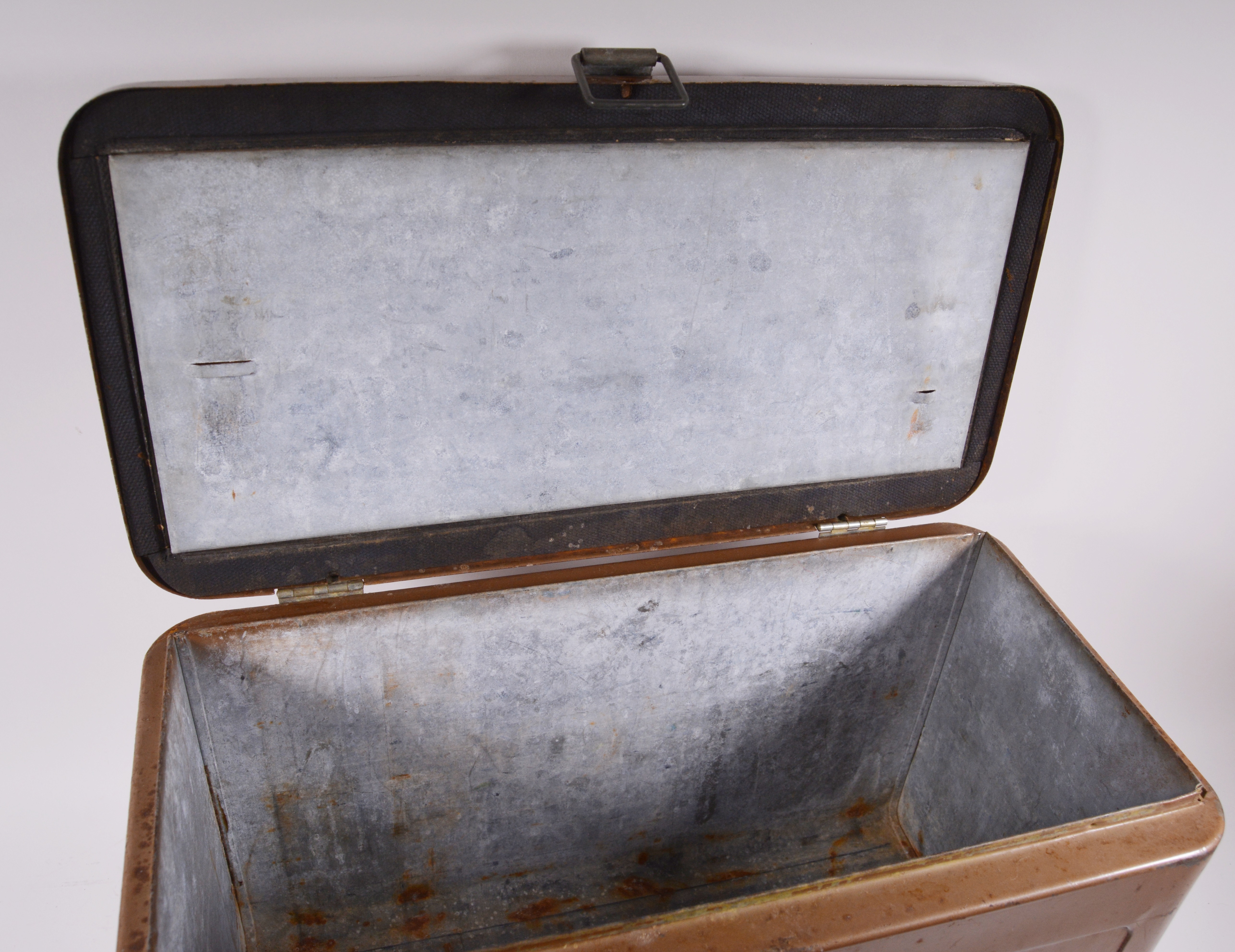 "Little Brown Chest" Insulated Metal Cooler, Vintage