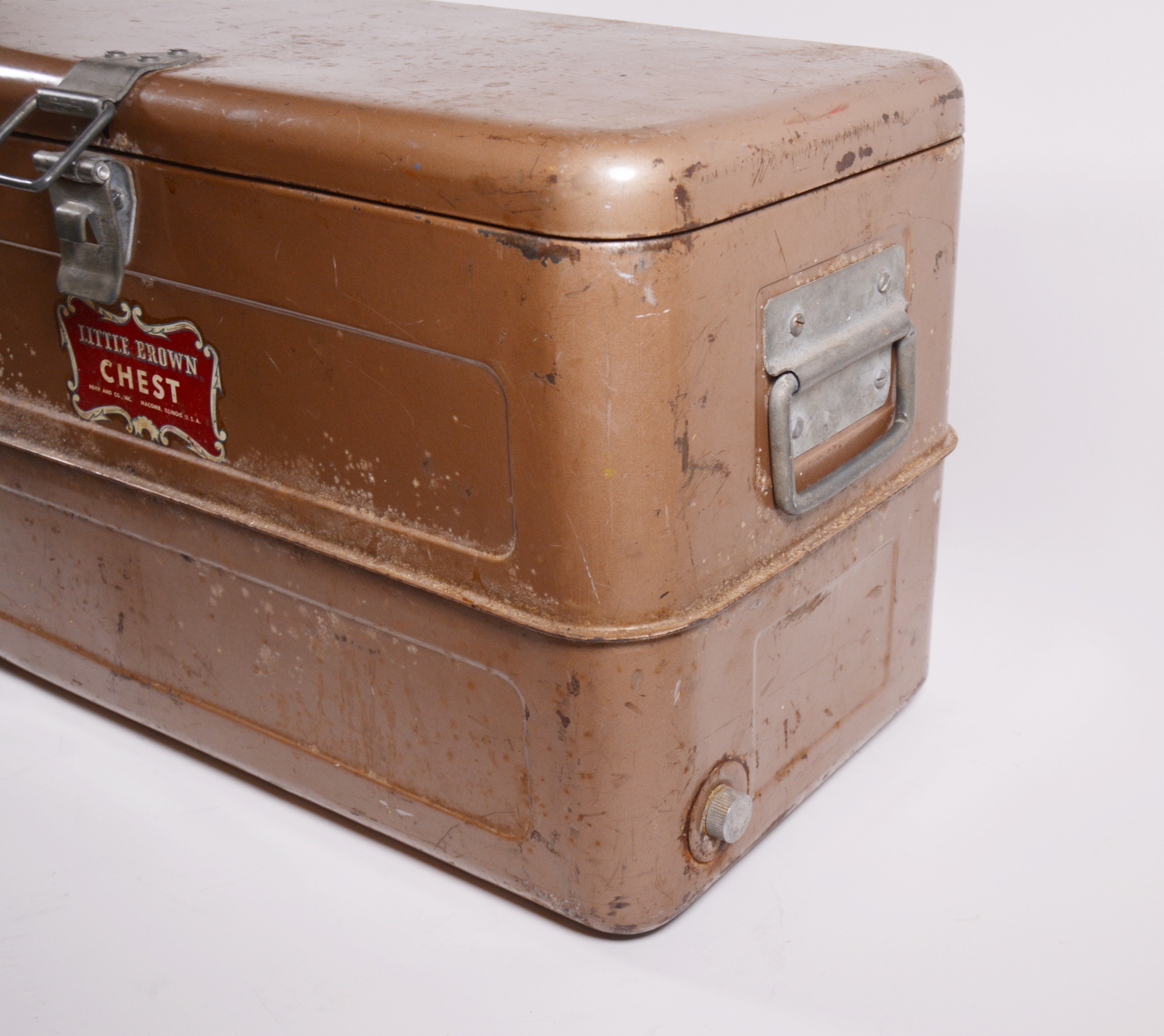 "Little Brown Chest" Insulated Metal Cooler, Vintage
