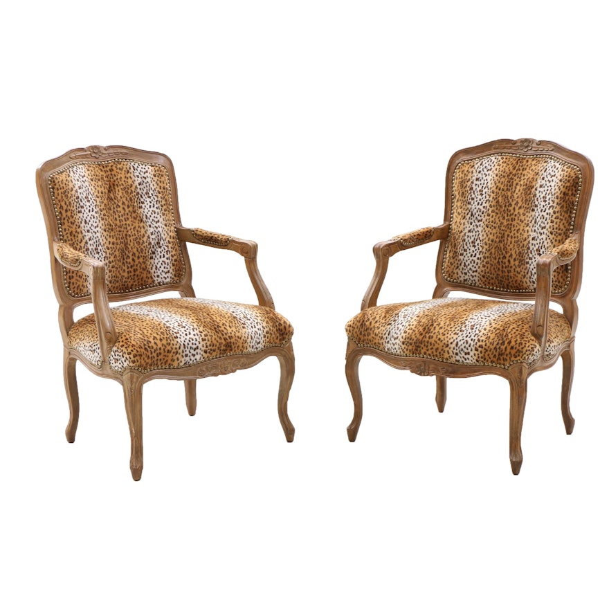 Louis XV Style Padded Upholstered Armchairs