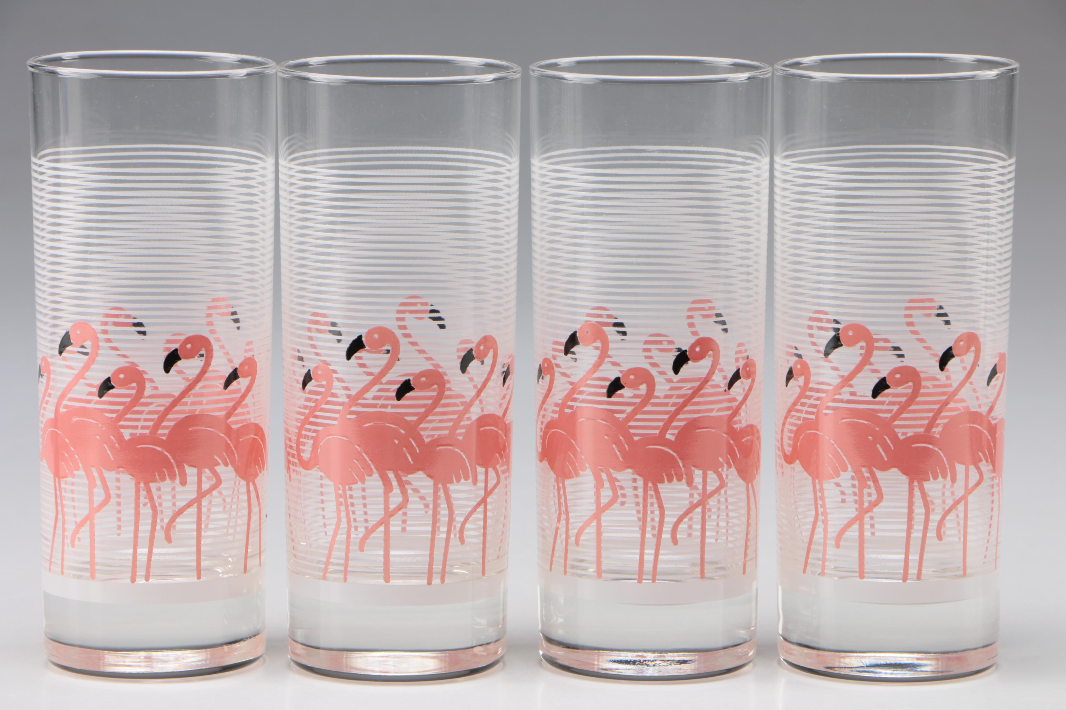 Flamingo Glasses with Flamingo Shakers