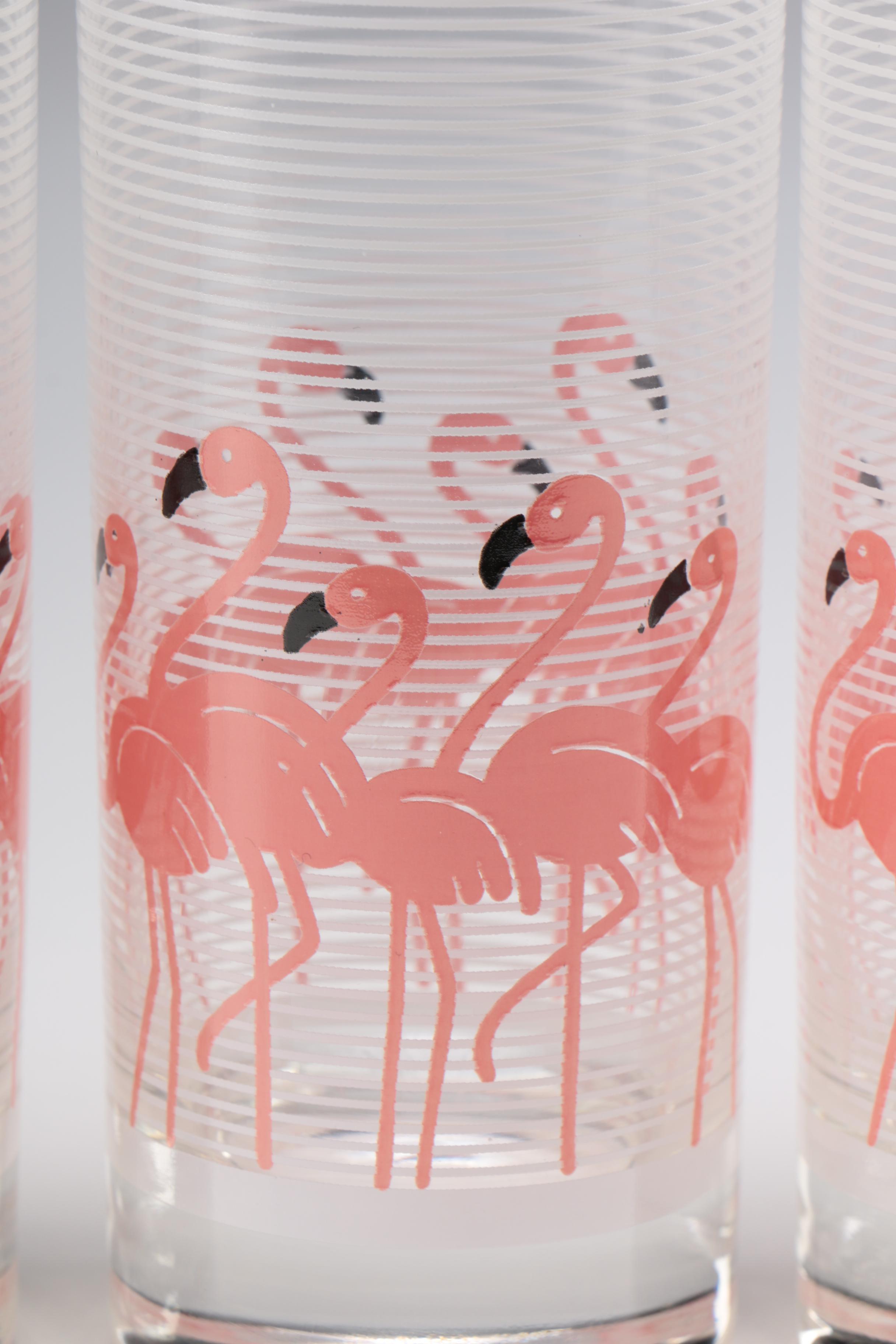 Flamingo Glasses with Flamingo Shakers