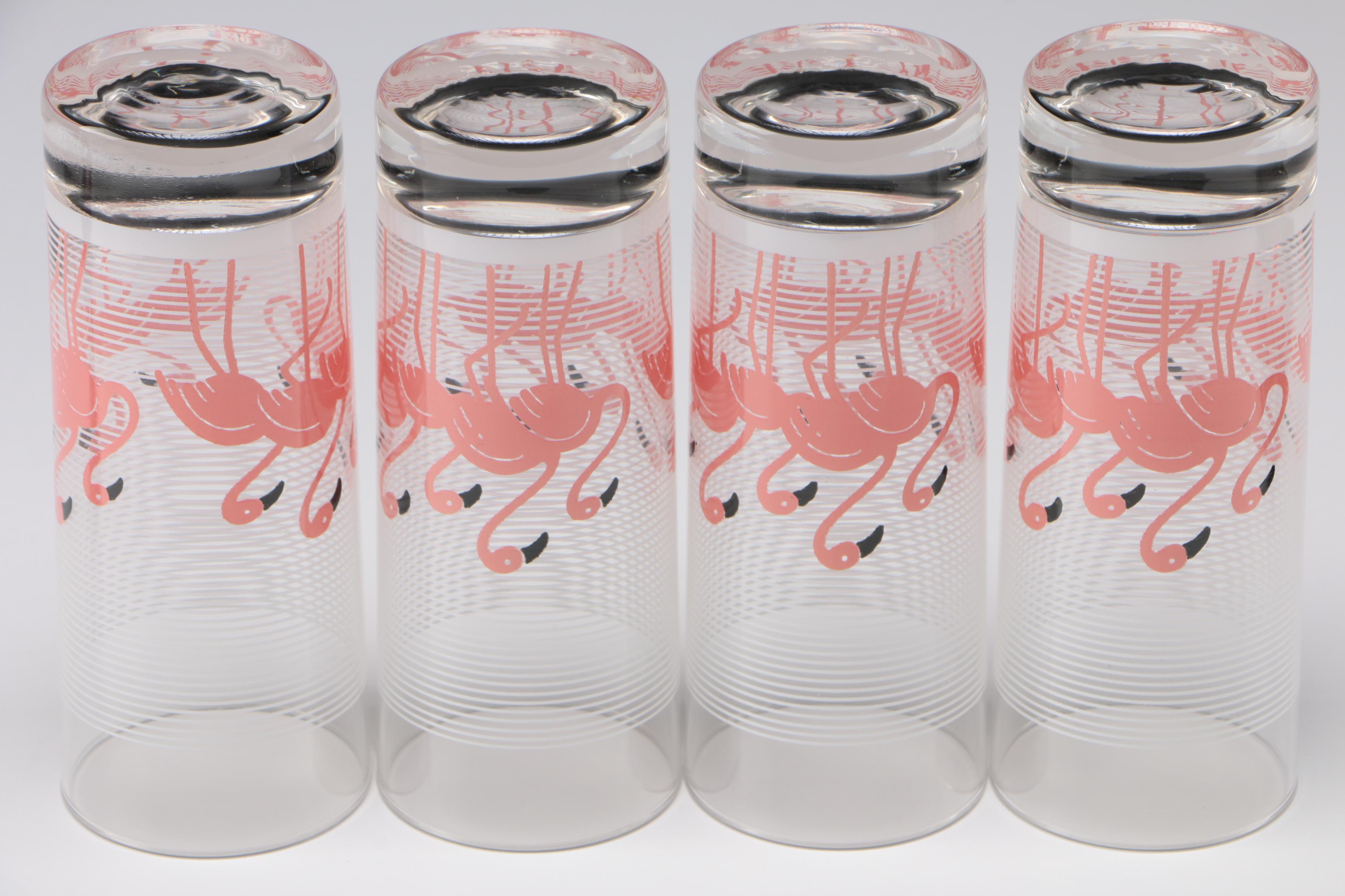 Flamingo Glasses with Flamingo Shakers