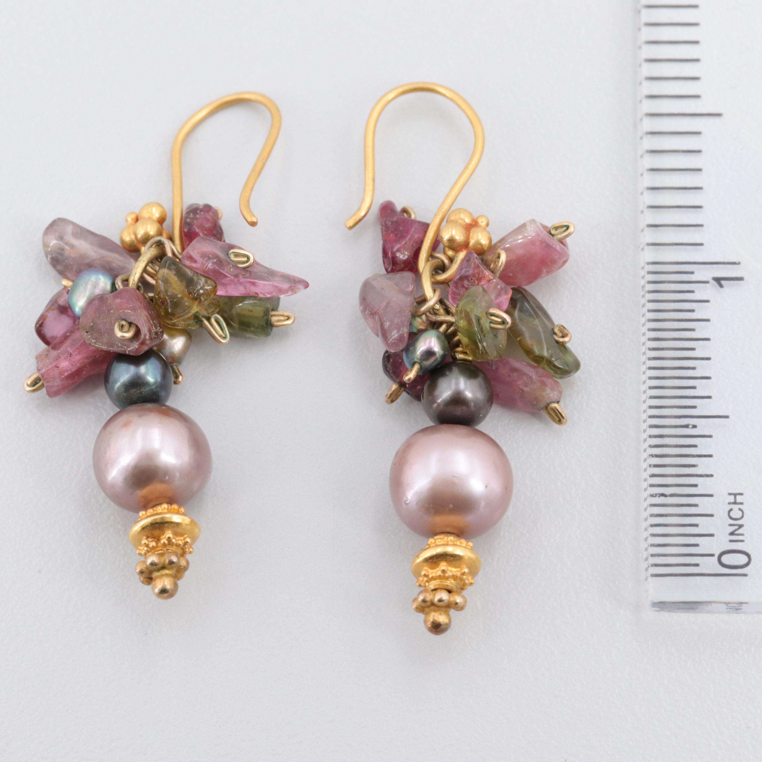 18K Gold Sarah Squeri Designed Lariat Necklace and Earring Set