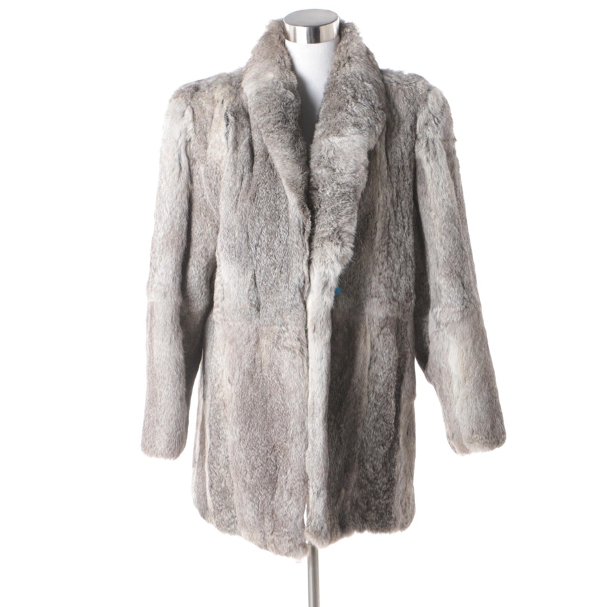 Women's Grey Rabbit Fur Jacket
