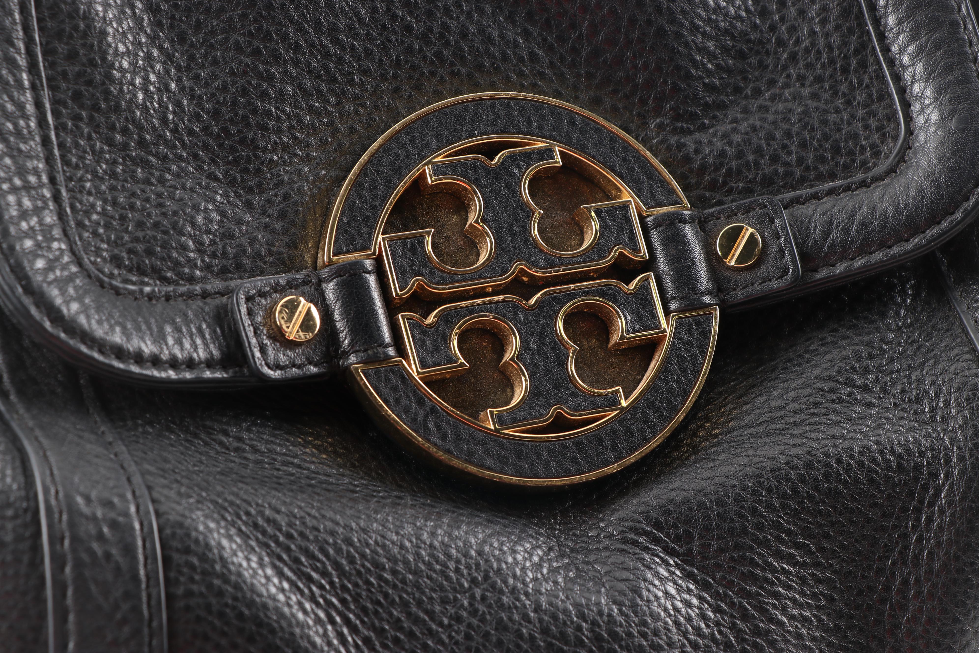 Tory Burch Amanda Black Pebble Leather Hobo Bag