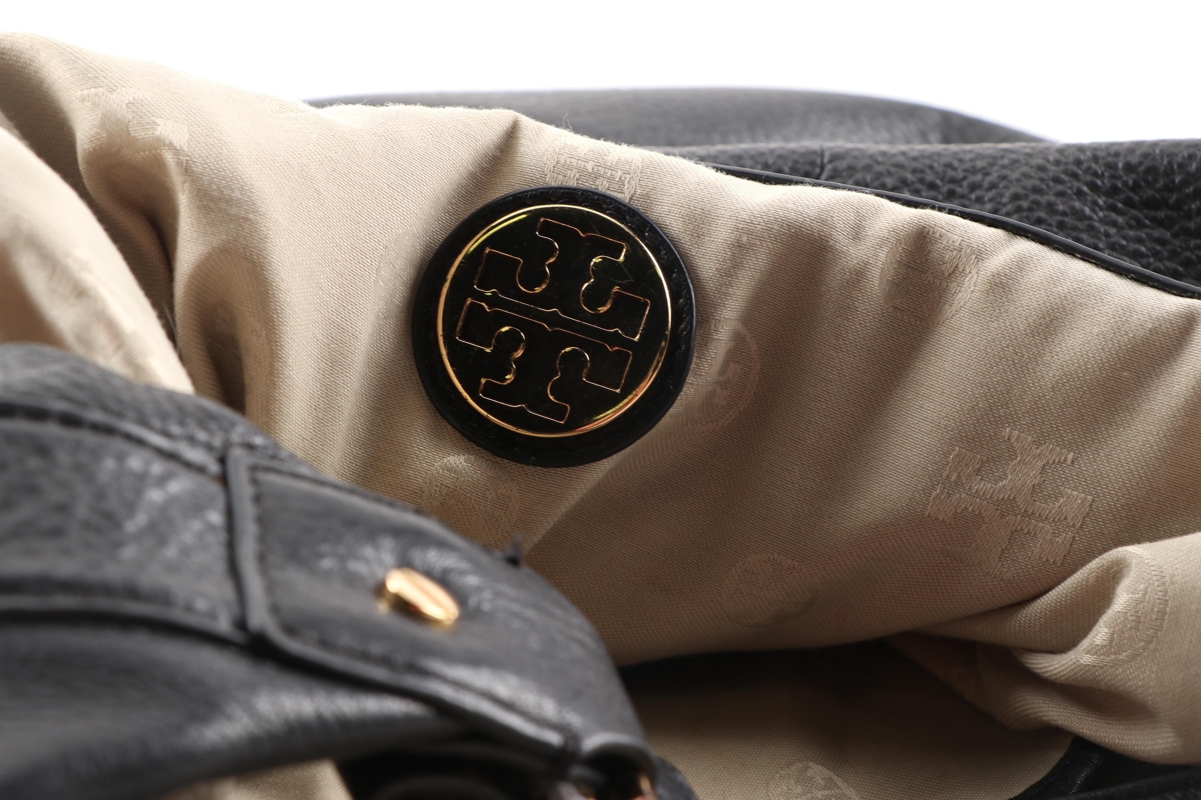 Tory Burch Amanda Black Pebble Leather Hobo Bag